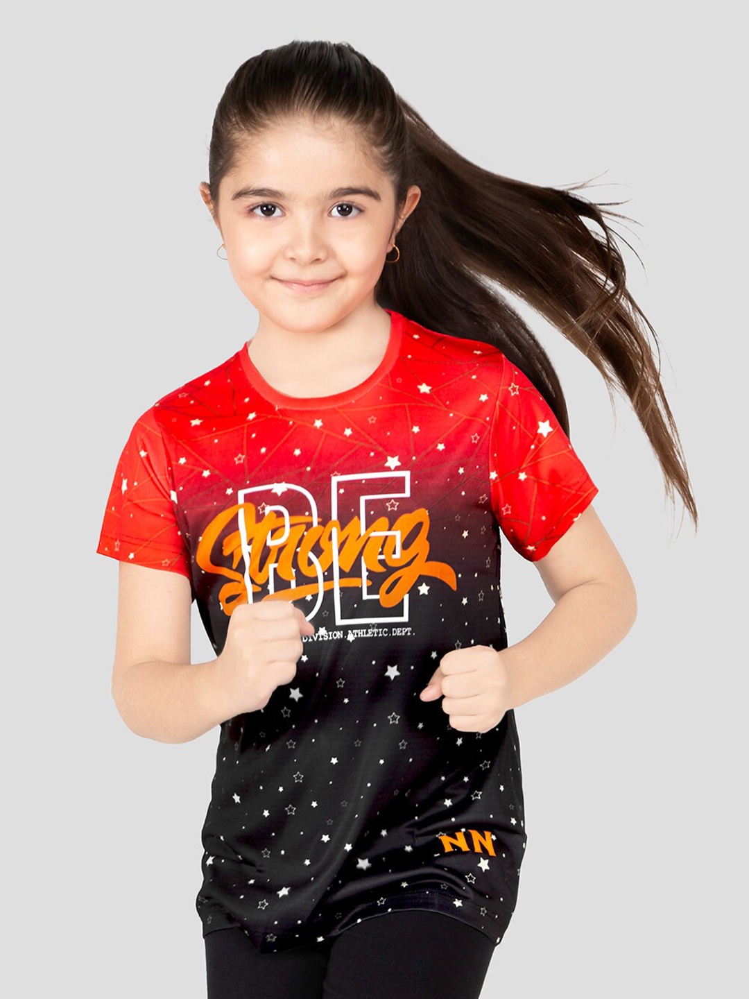 

Naughty Ninos Girls Typography Printed Regular Fit T-shirt, Red
