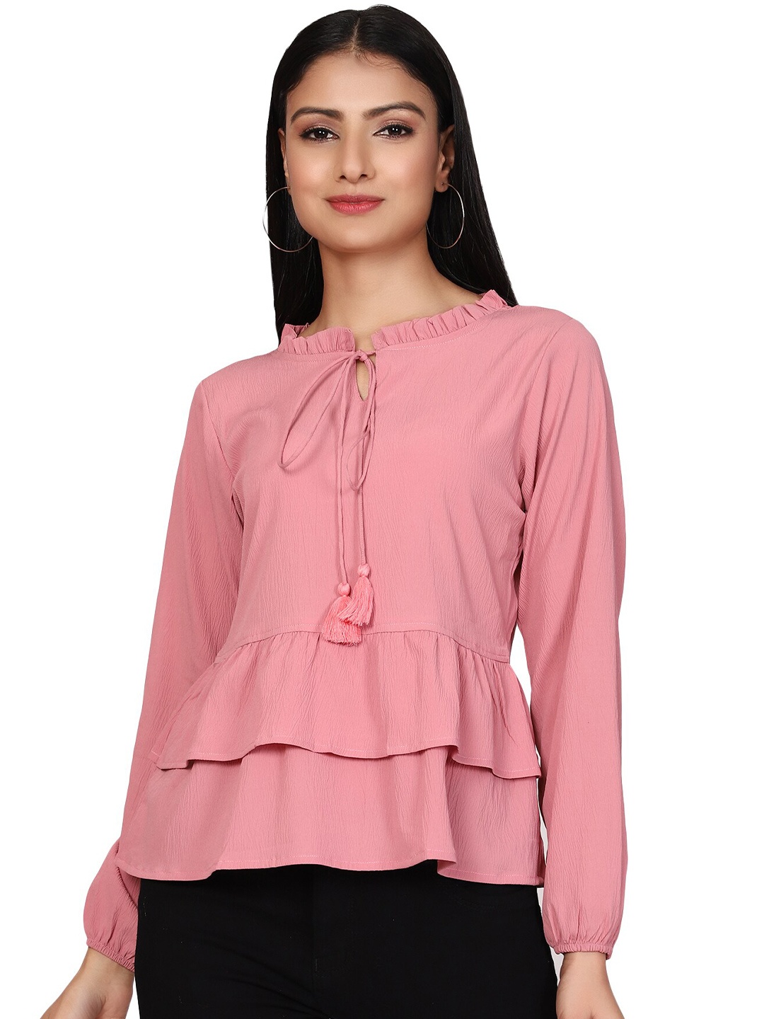 

SHIJILA Tie-Up Neck Top, Pink