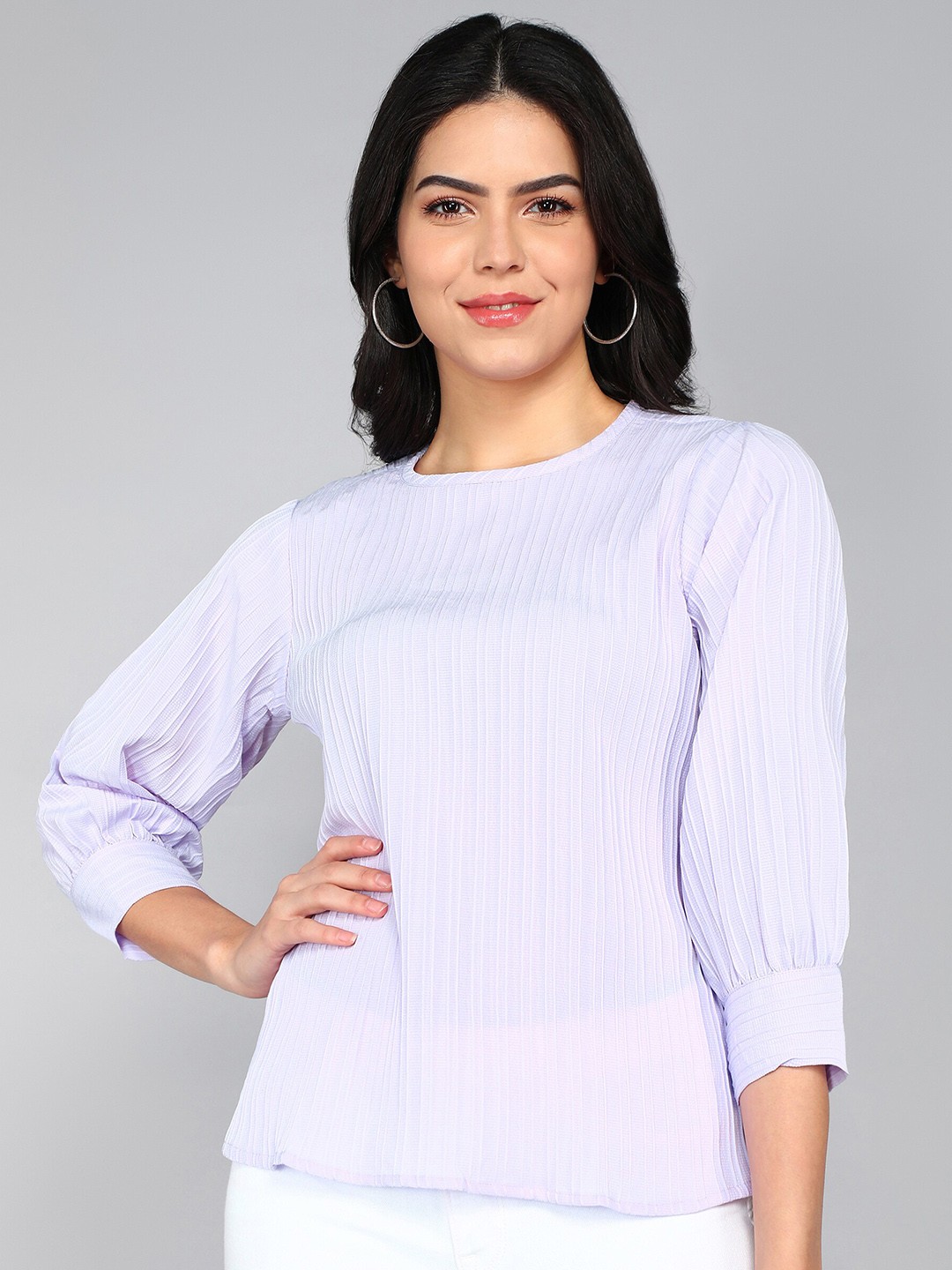 

SHIJILA Self Striped Top, Lavender