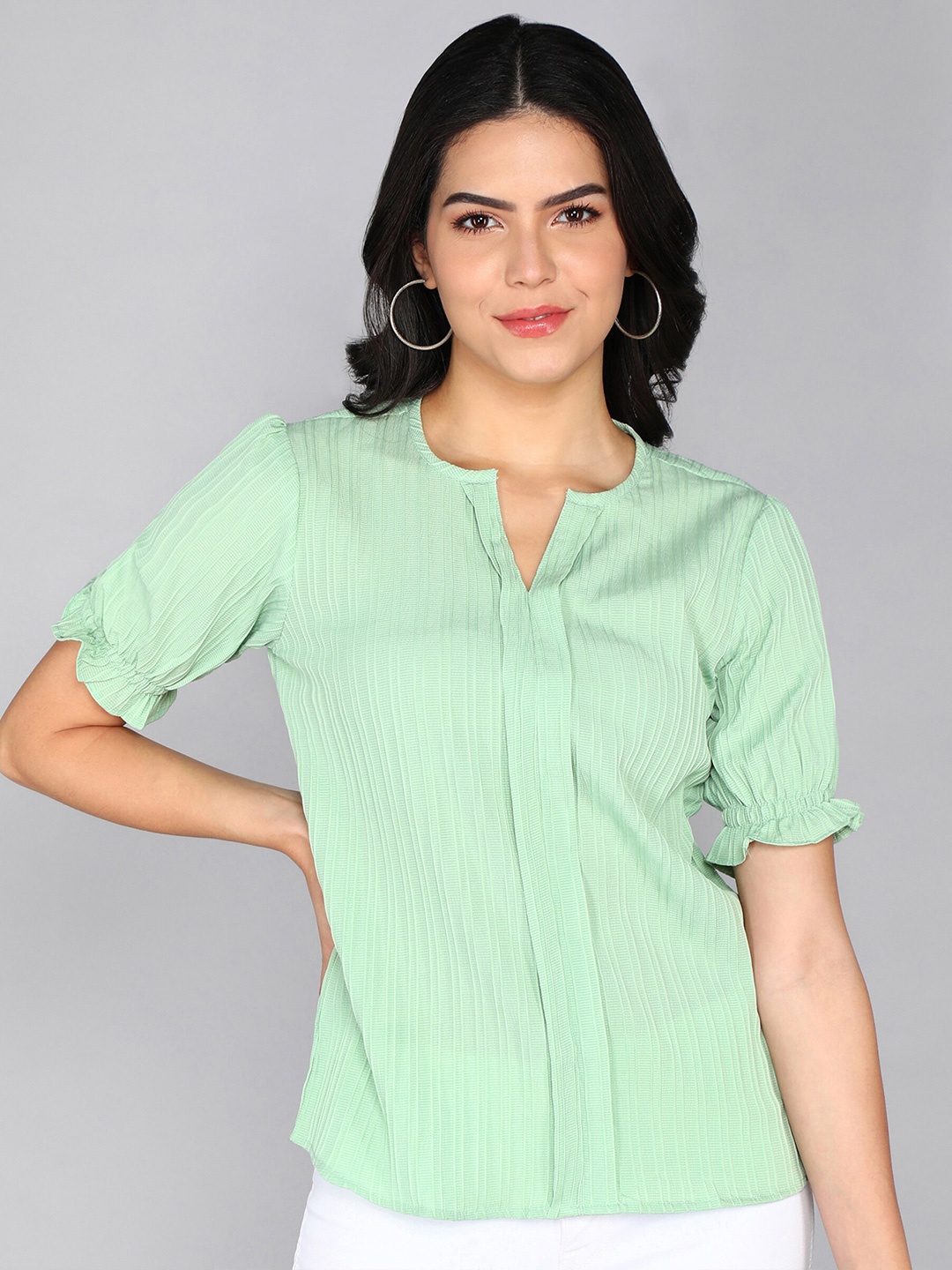 

SHIJILA Self-Striped Top, Sea green