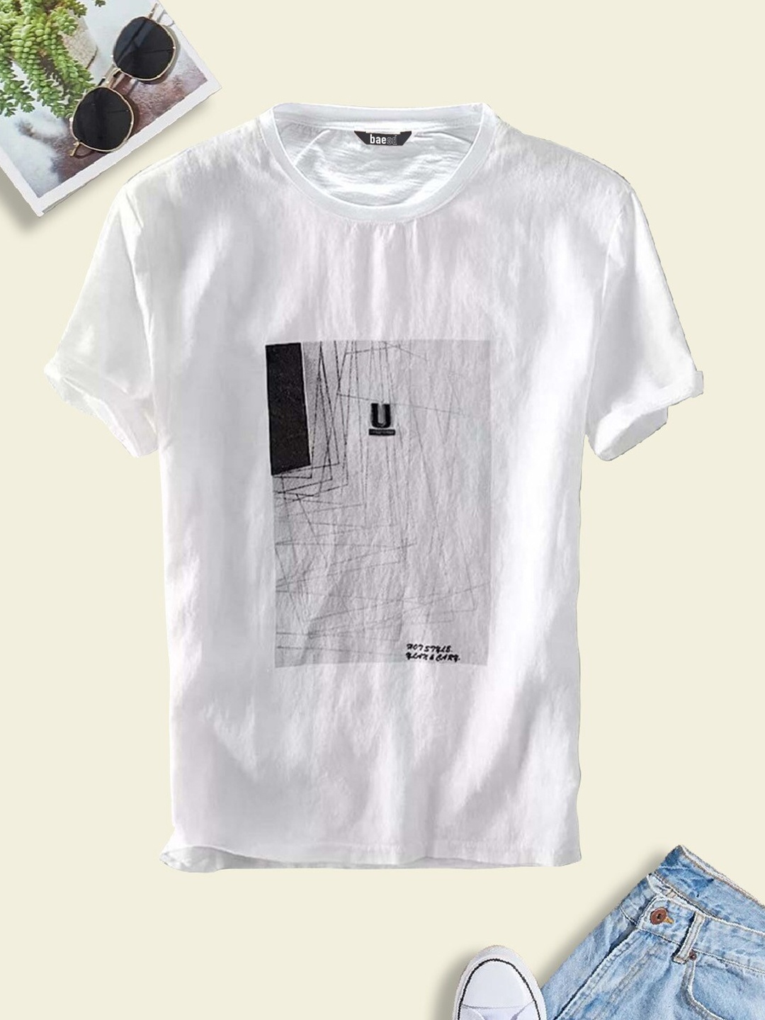 

BAESD Boys Graphic Printed Cotton T-shirt, White