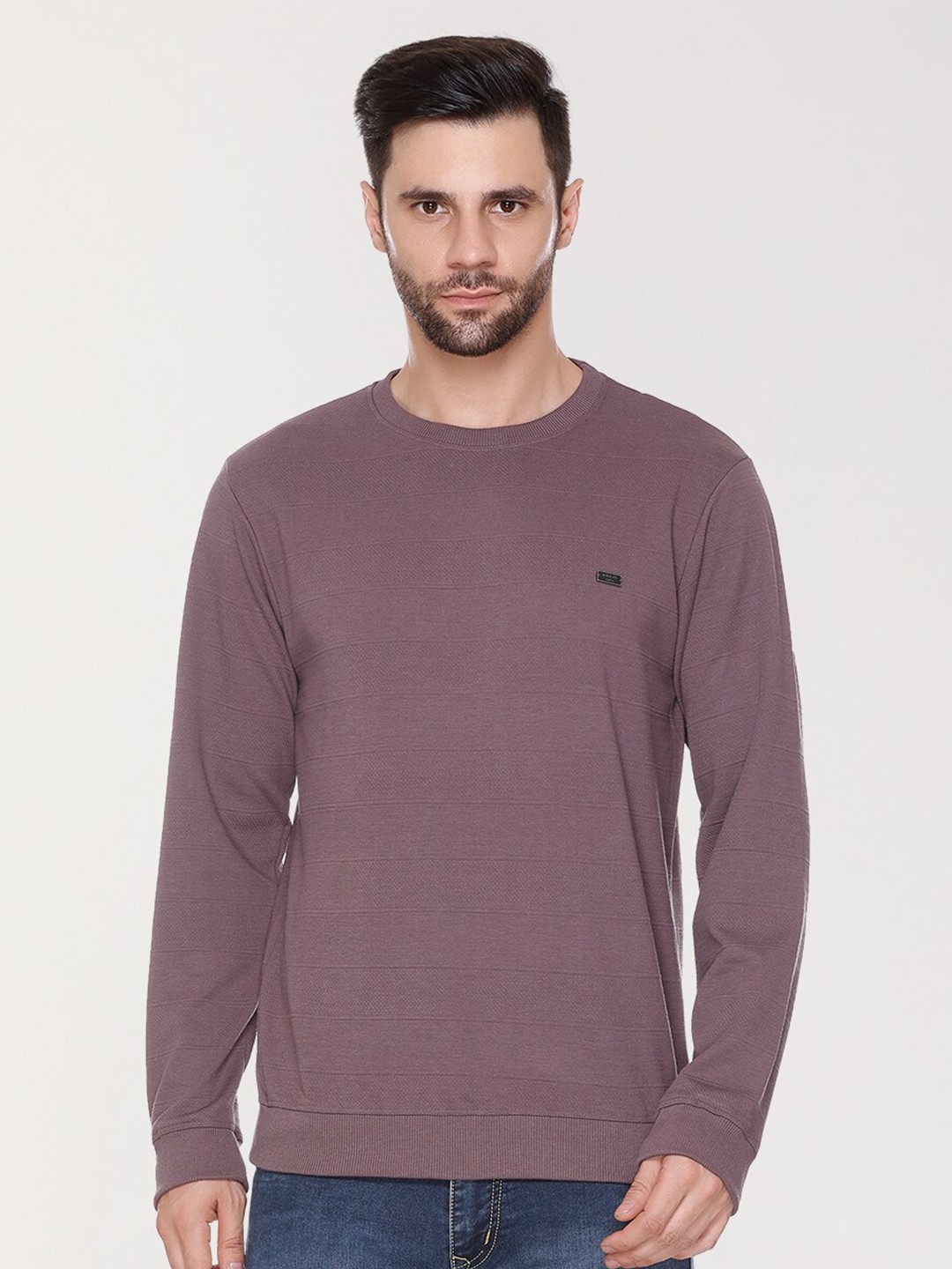 

ARRAY Round Neck Cotton Pullover, Purple