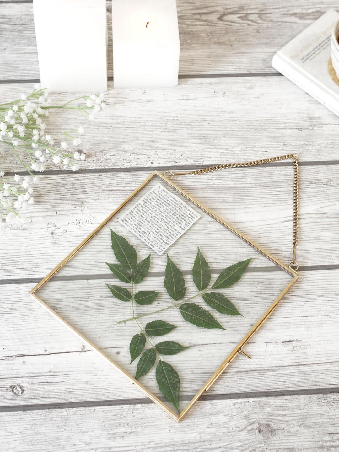 

BEHOMA Gold-Toned Glass & Brass Hanging Frame