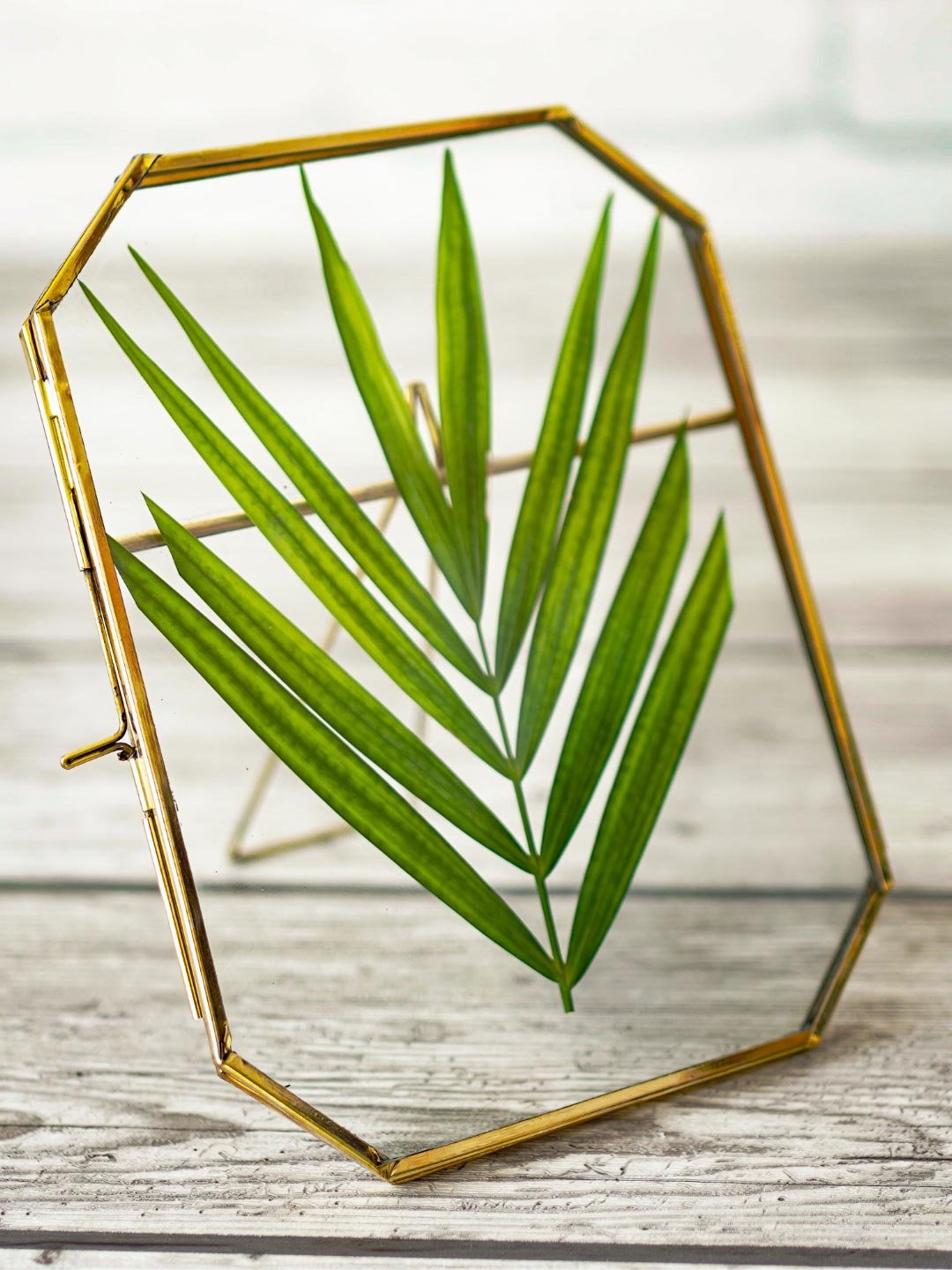 

BEHOMA Gold-Toned Octagon Shape Glass & Brass Table-top 6x8 Clear Frame