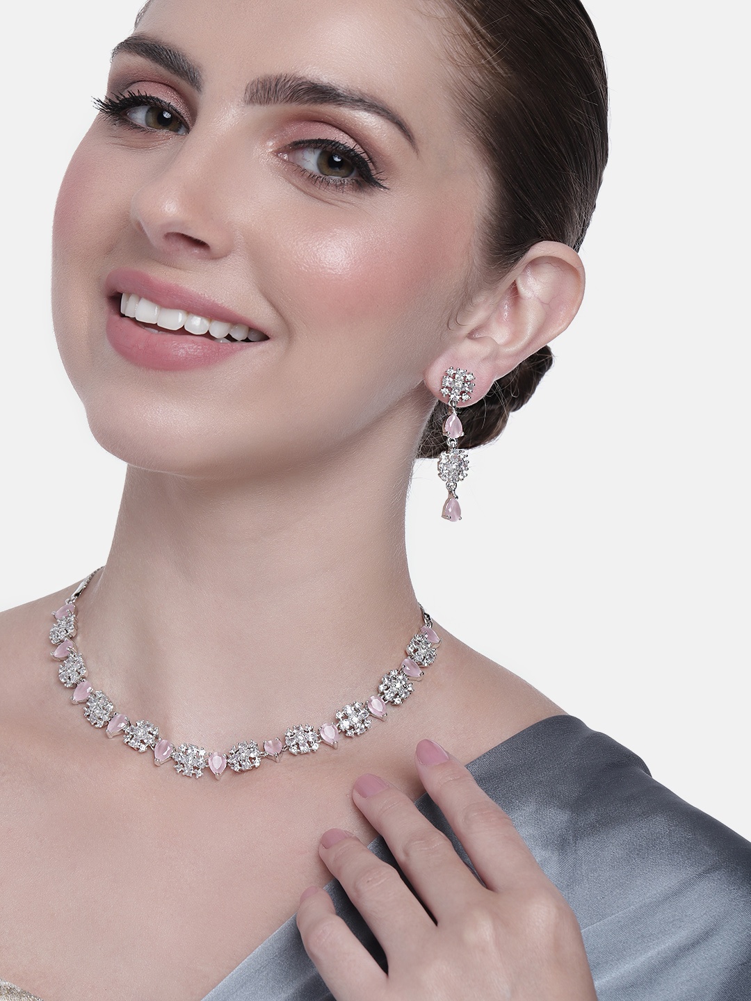 

Estele Rhodium-Plated CZ Jewellery Set, Silver