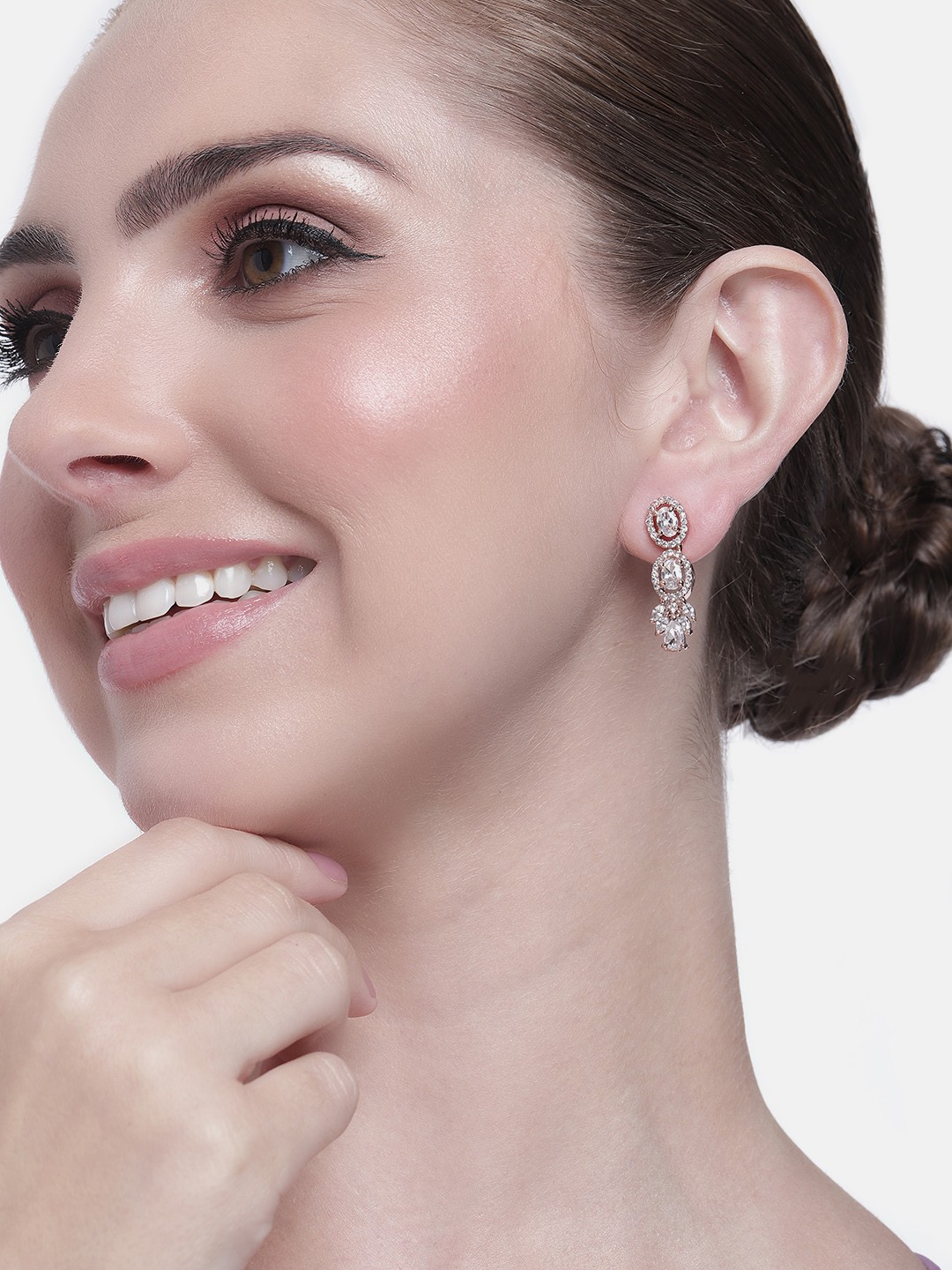 

Estele Rose Gold-Plated CZ Contemporary Drop Earrings