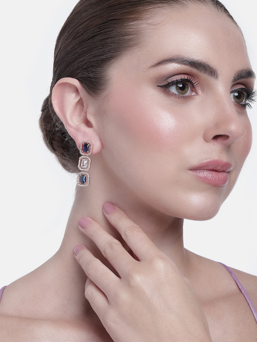 

Estele Rose Gold-Plated CZ Square Drop Earrings