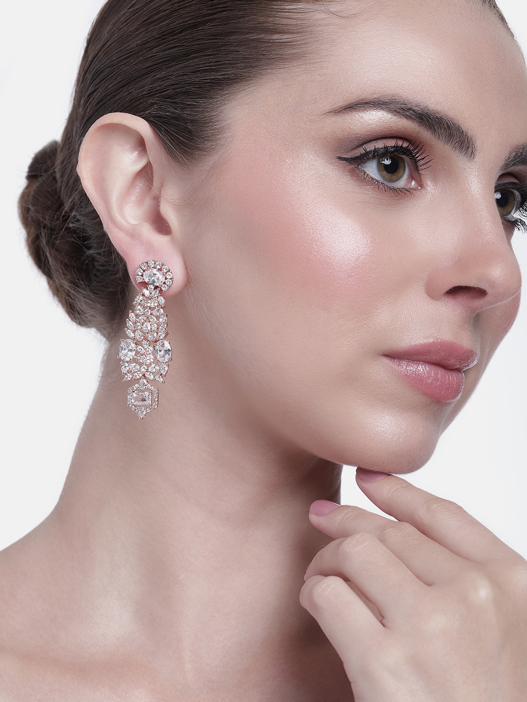 

Estele Rose Gold-Plated CZ Contemporary Drop Earrings
