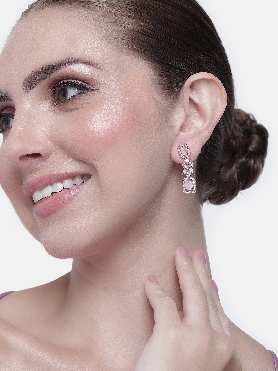 

Estele Rose Gold-Plated CZ Square Drop Earrings