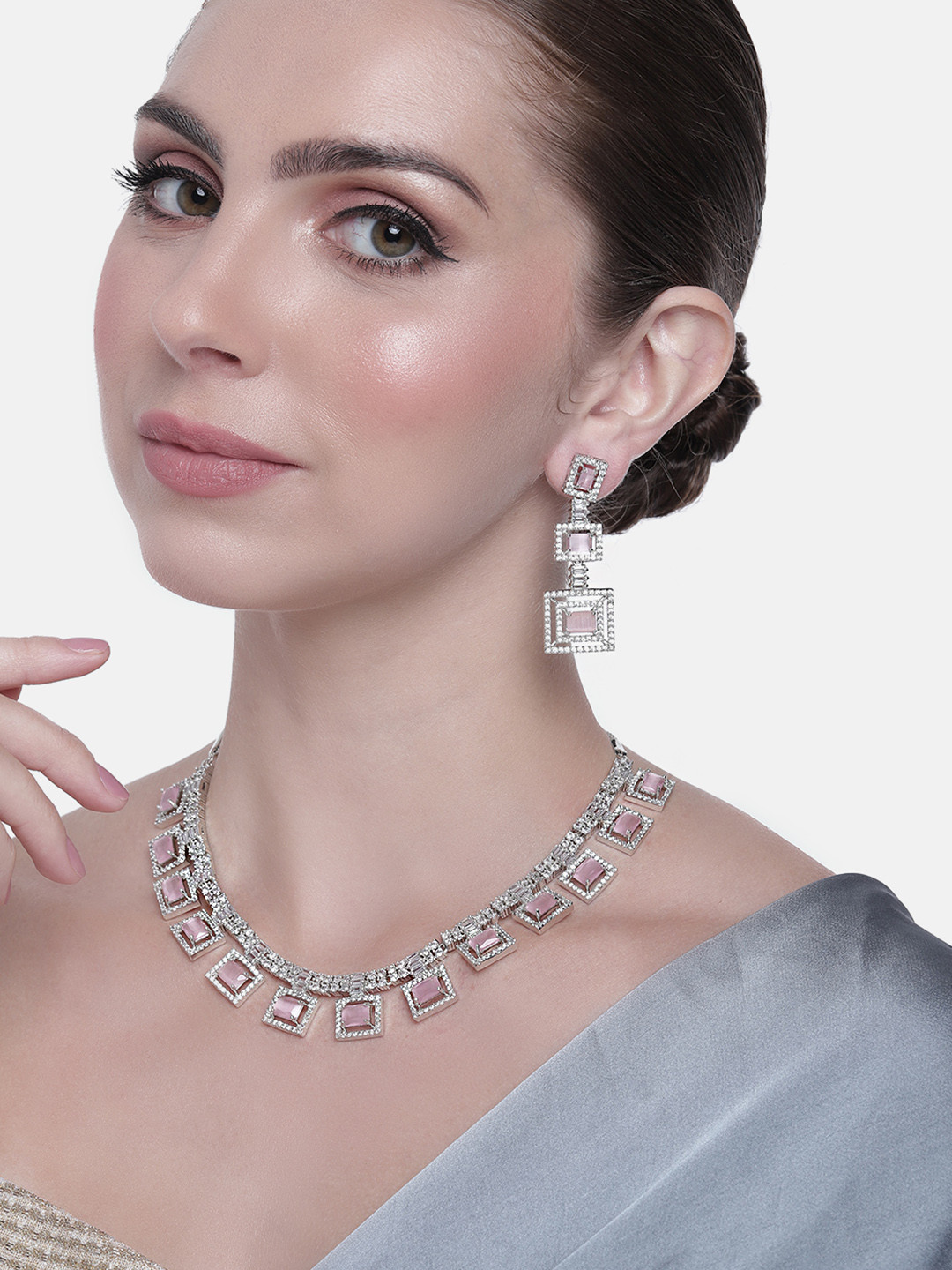 

Estele Rhodium-Plated CZ Jewellery Set, Silver