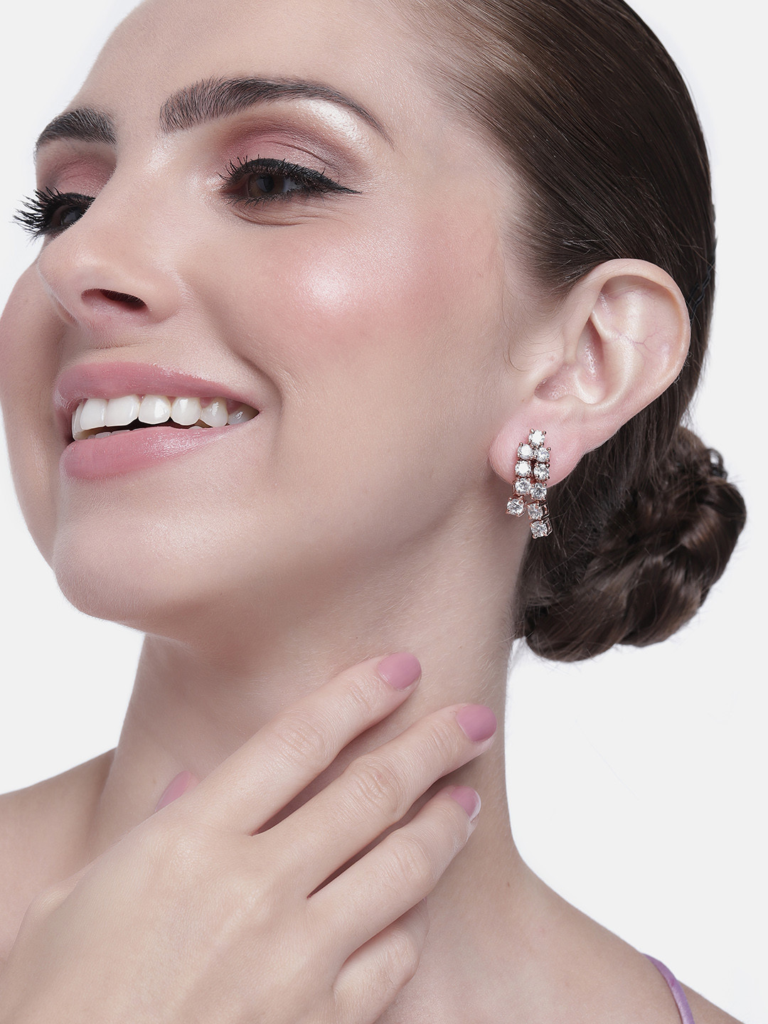 

Estele Rose Gold-Plated CZ Square Drop Earrings, White