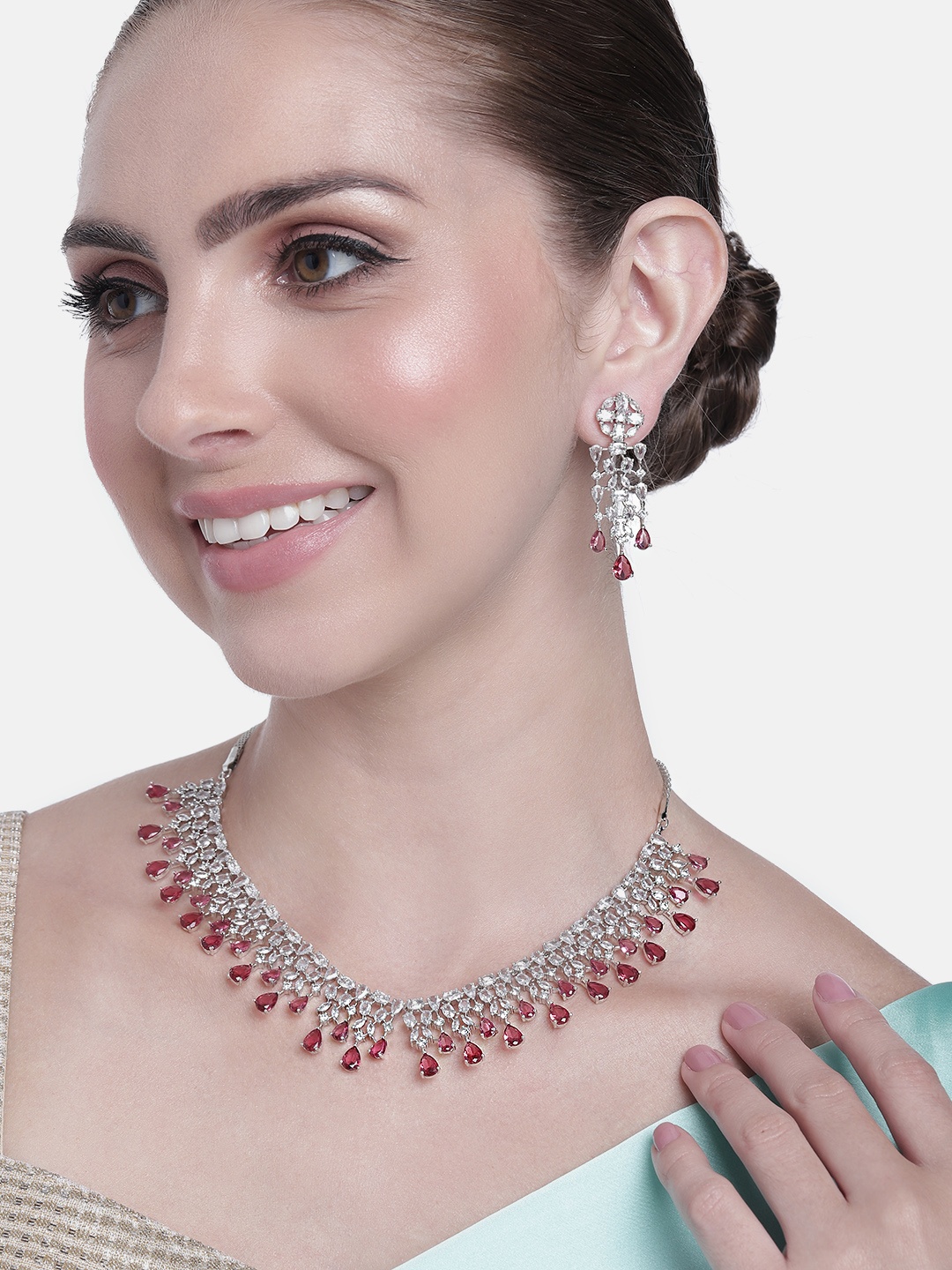 

Estele Rhodium-Plated CZ Jewellery Set, Silver