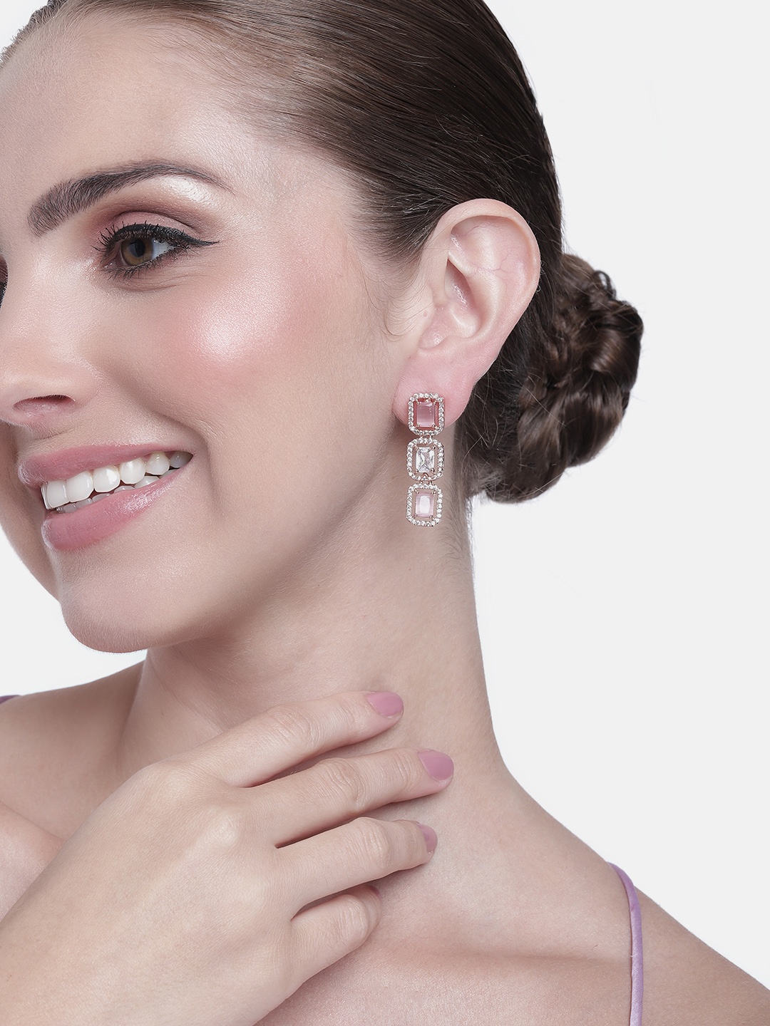 

Estele Rose Gold-Plated CZ Square Drop Earrings