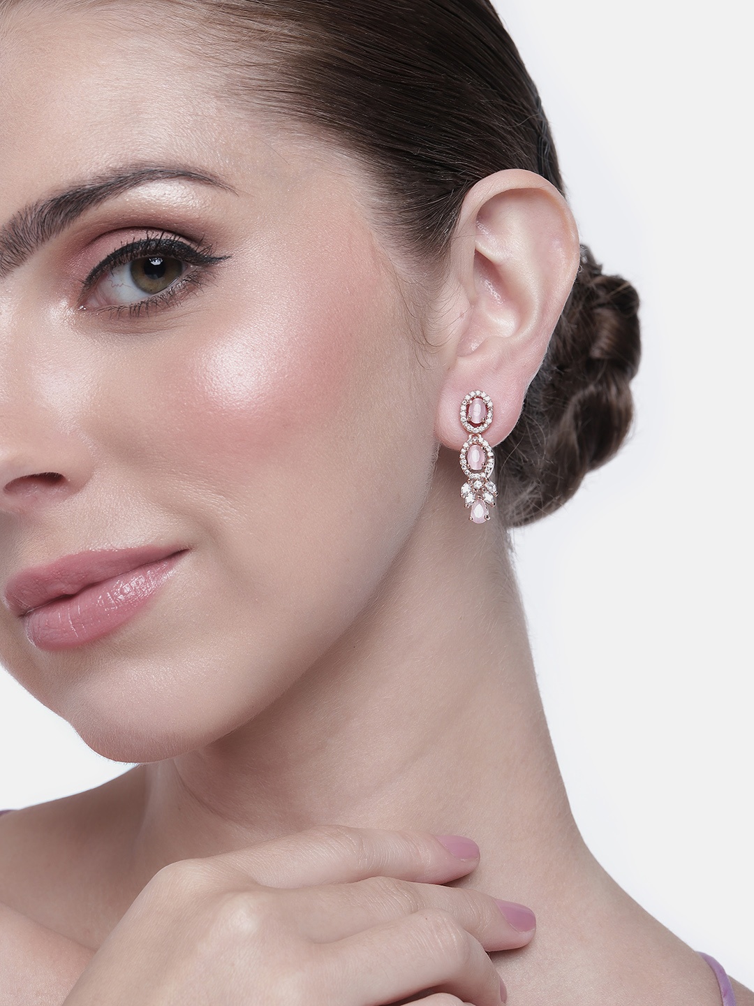 

Estele Rose Gold-Plated CZ Contemporary Drop Earrings