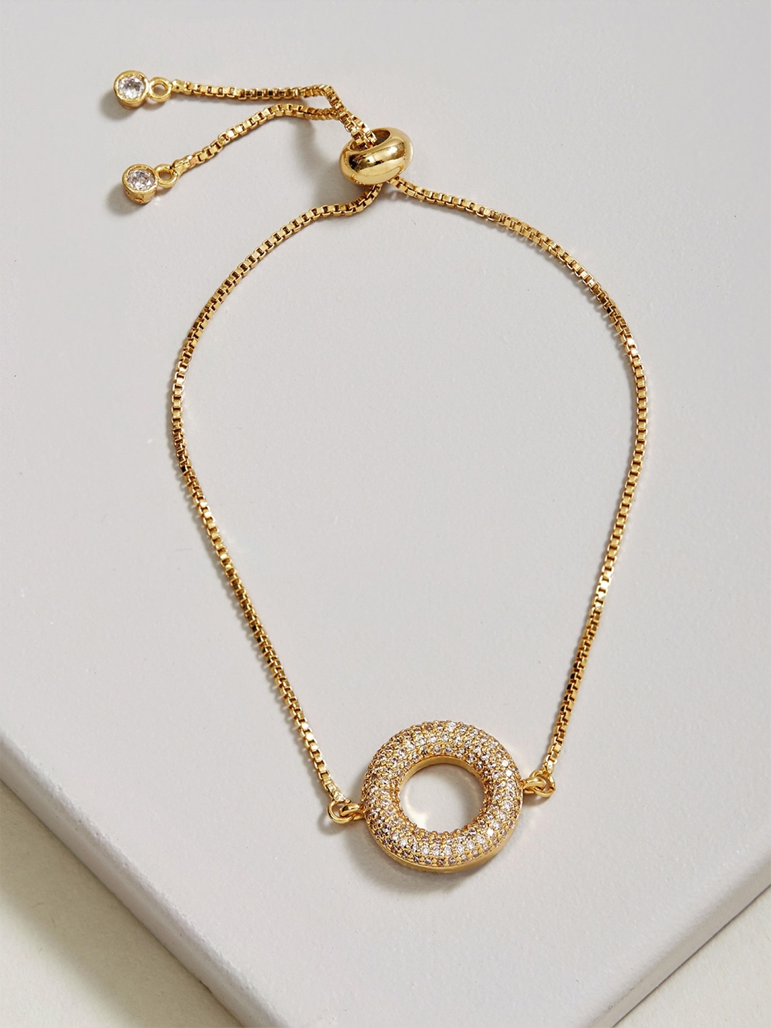 

Rhea Women Gold-Plated Cubic Zirconia Charm Bracelet
