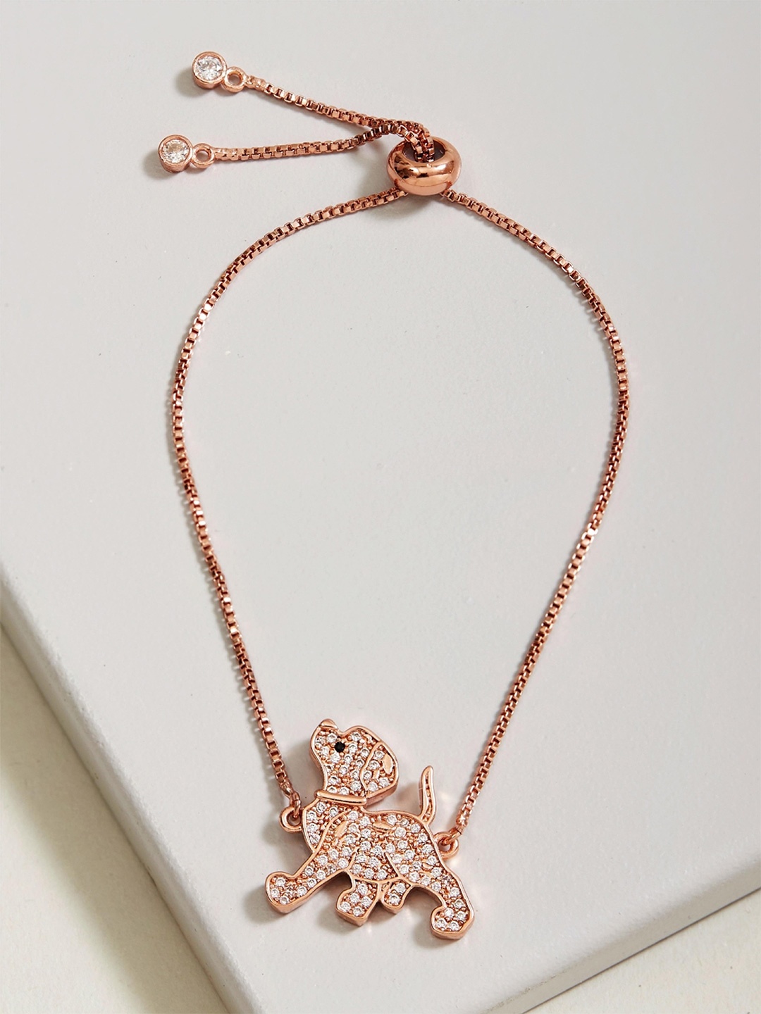 

Rhea Rose Gold-Plated Cubic Zirconia-Studded Charm Bracelet