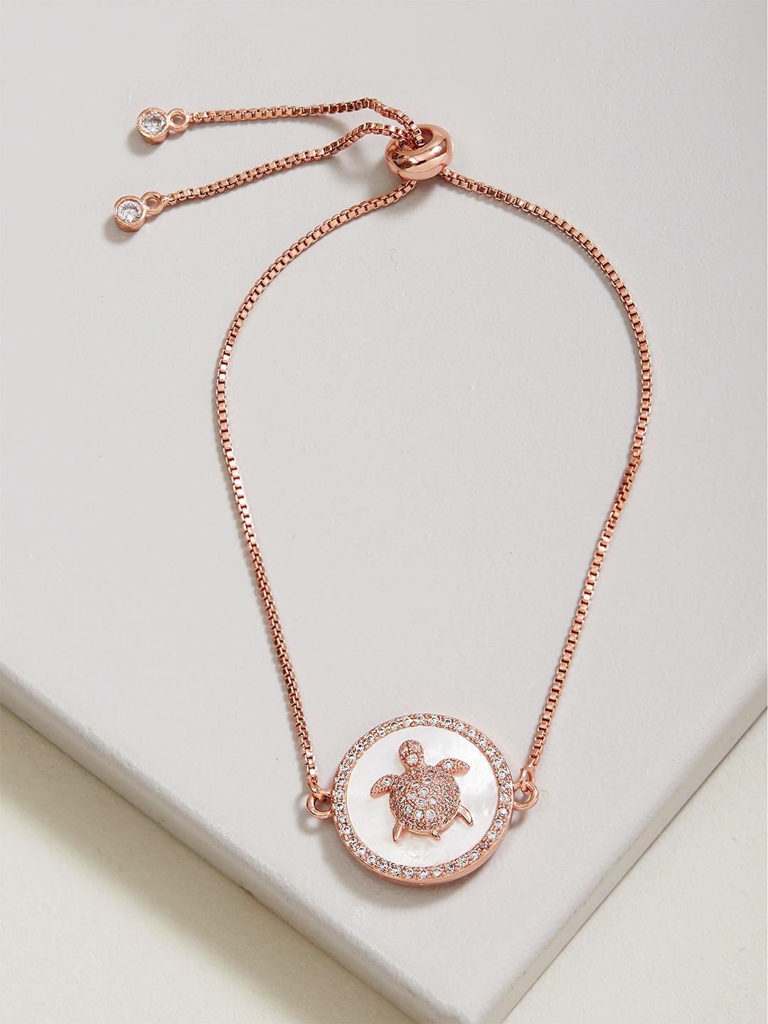 

Rhea Rose Gold-Plated Cubic Zirconia-Studded Charm Bracelet