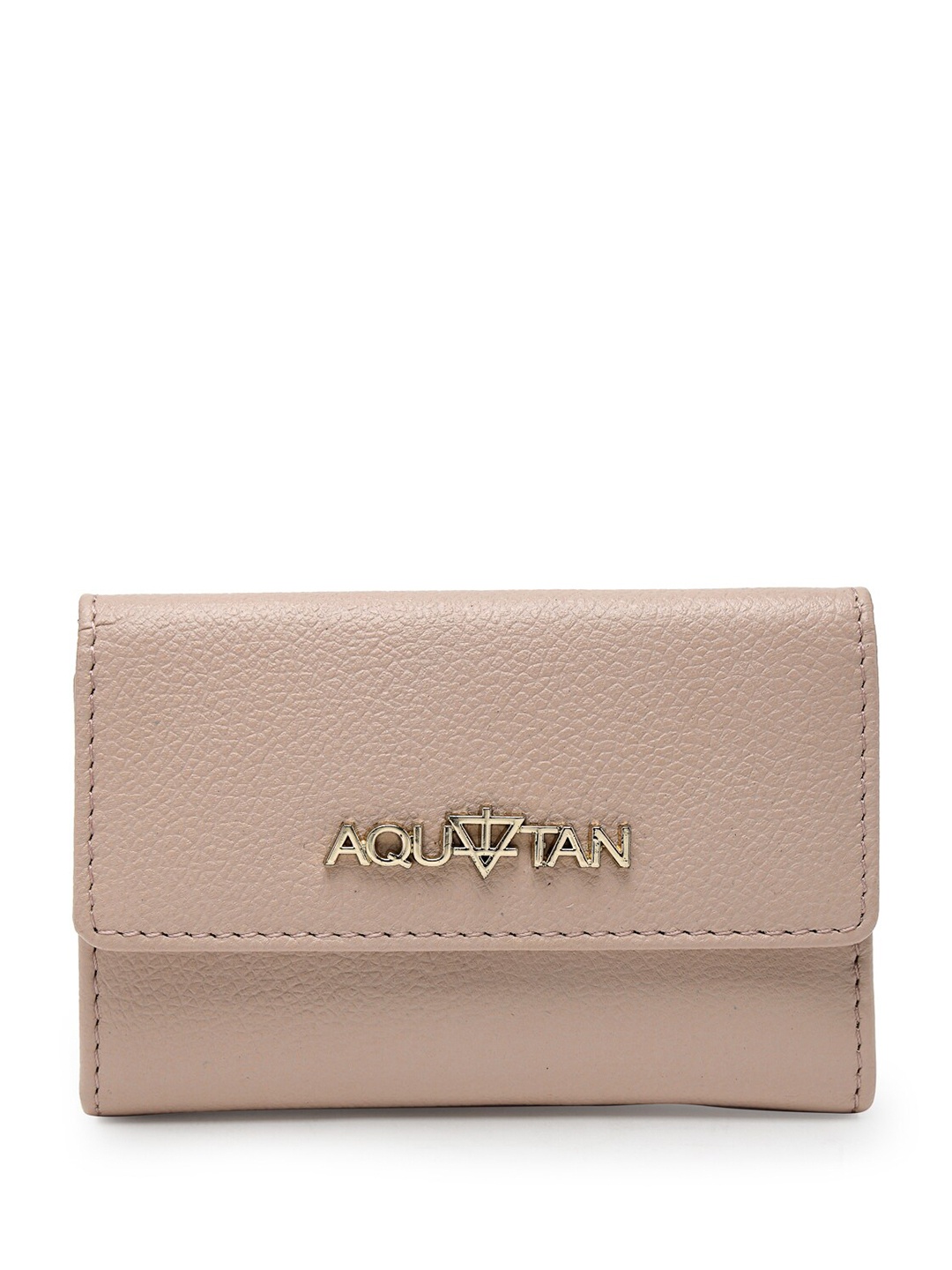 

AQUATAN Women Textured Leather Three Fold Wallet, Cream