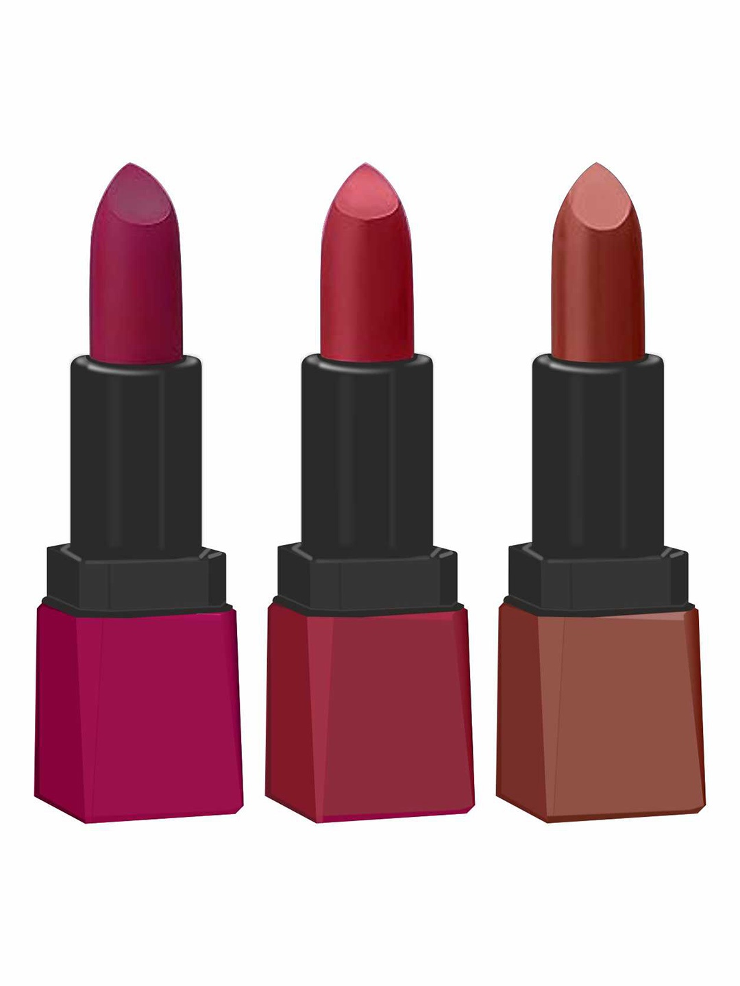 

krayons Set Of 3 Intense Matte Velvet Touche Waterproof & Long Lasting Lipsticks, Red