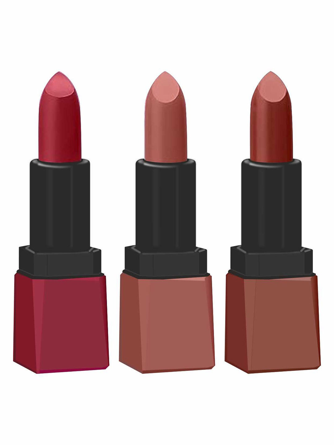 

krayons Set Of 3 Intense Matte Velvet Touche Waterproof & Long Lasting Lipsticks, Red