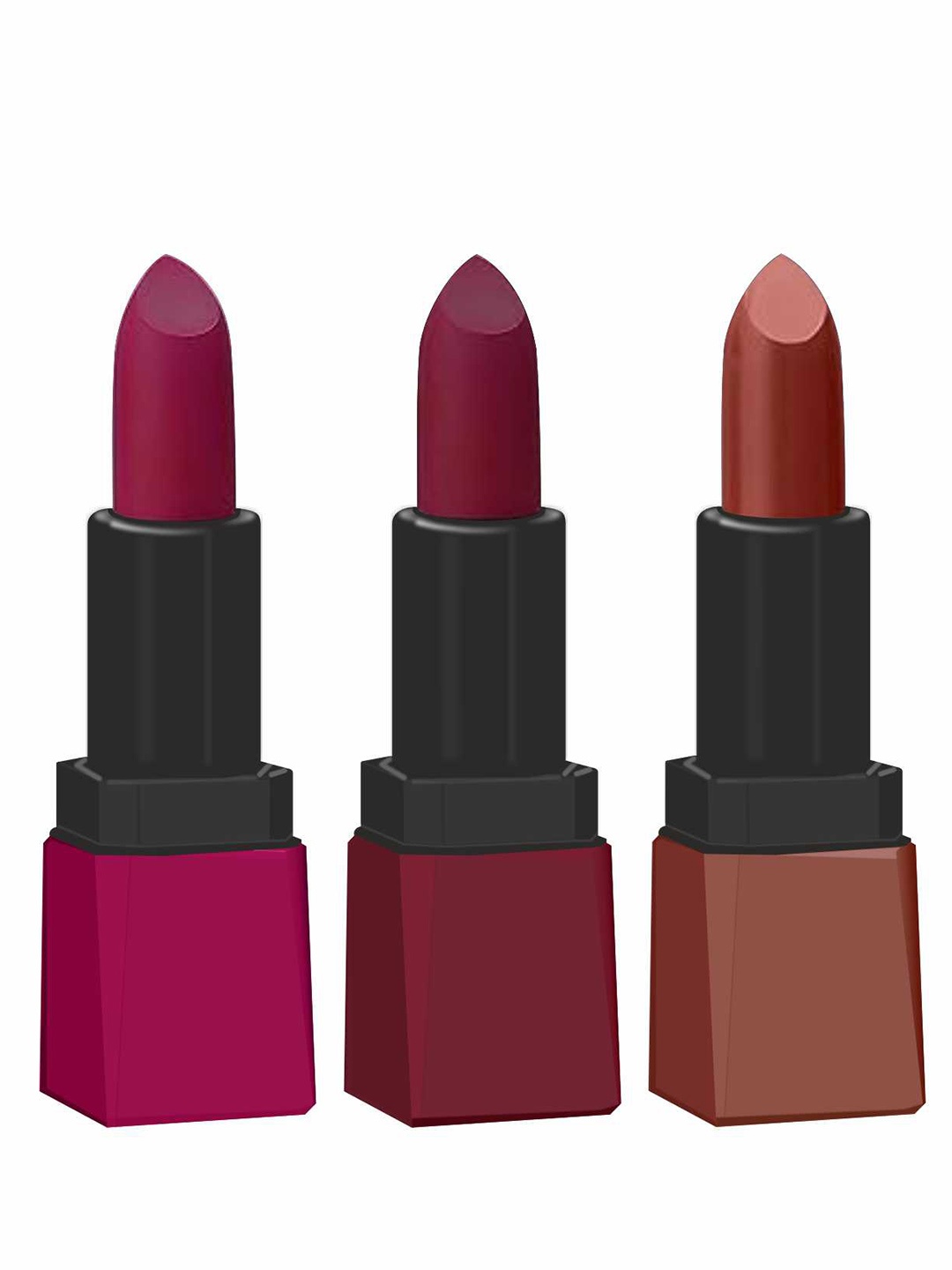 

krayons Set Of 3 Intense Matte Velvet Touche Waterproof & Long Lasting Lipsticks, Pink