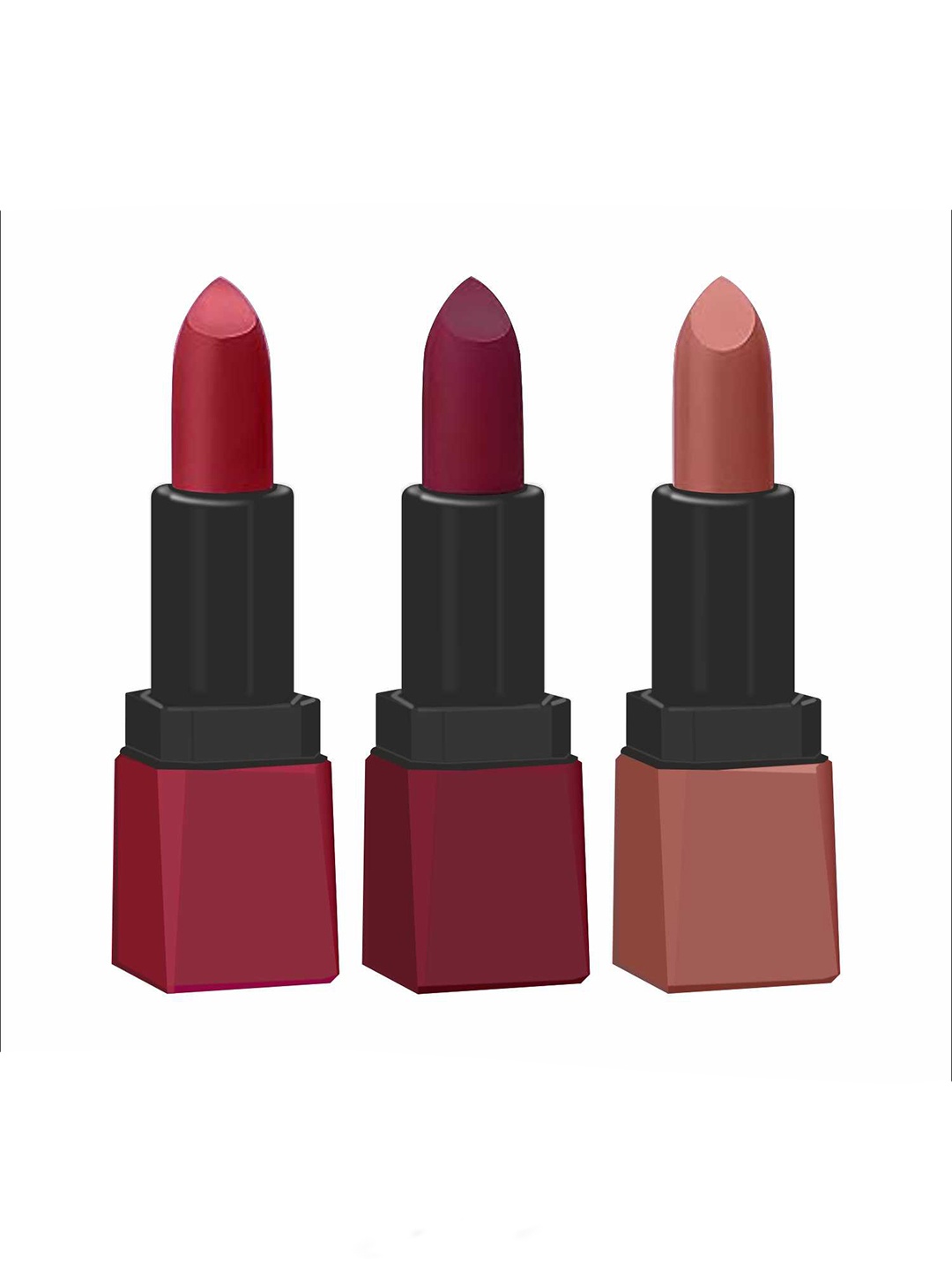

krayons Set Of 3 Intense Matte Velvet Touche Waterproof & Long Lasting Lipsticks, Red