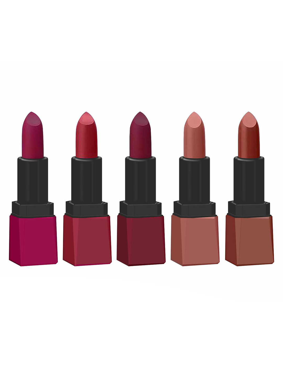

krayons Set Of 5 Intense Matte Velvet Touche Waterproof & Long Lasting Lipsticks, Maroon