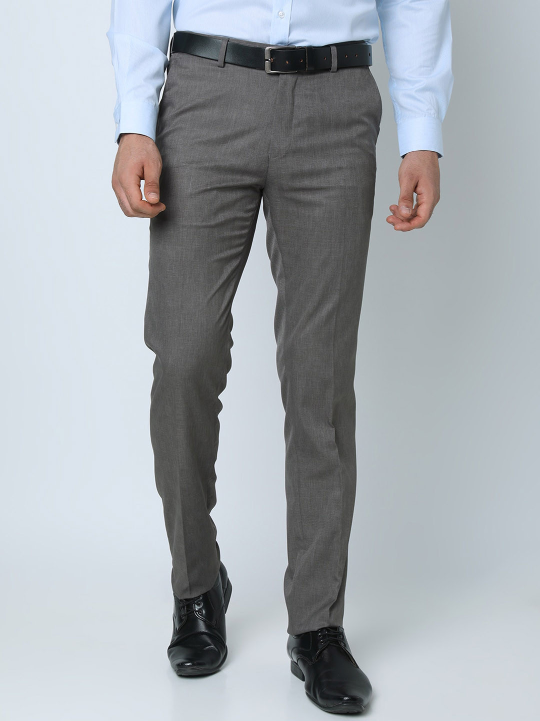 

INSPIRO Men Checked Formal Trousers, Grey melange