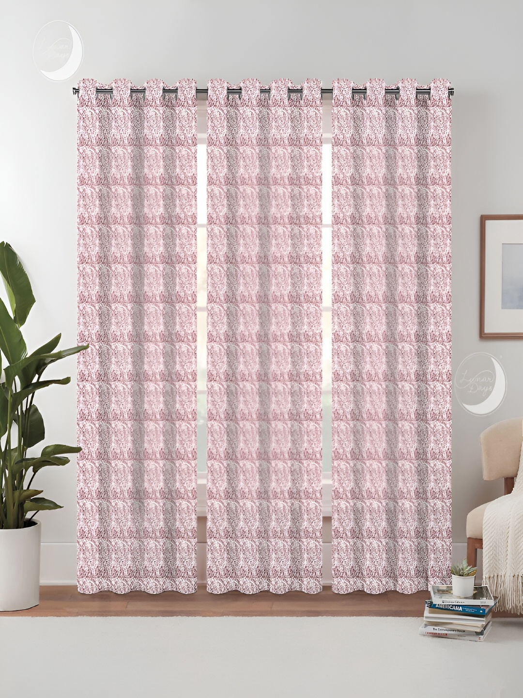 

Lunar Days Red & White 3 Pieces Room Darkening Door Curtain