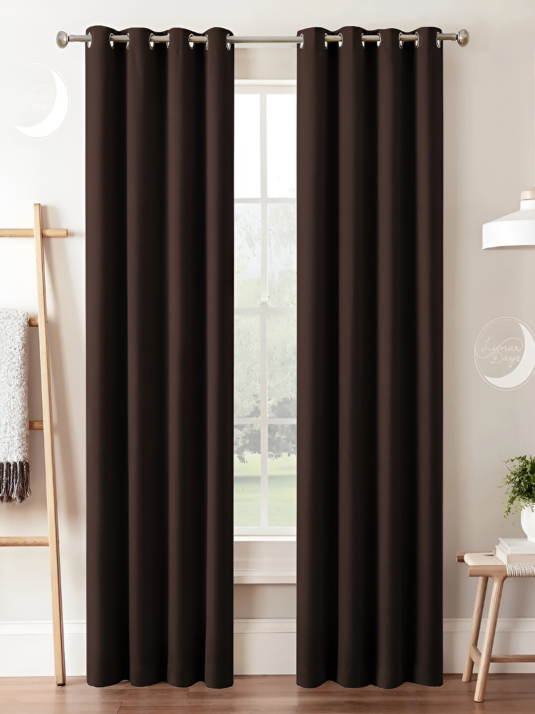 

Lunar Days Brown 2 Pieces Black Out Door Curtains