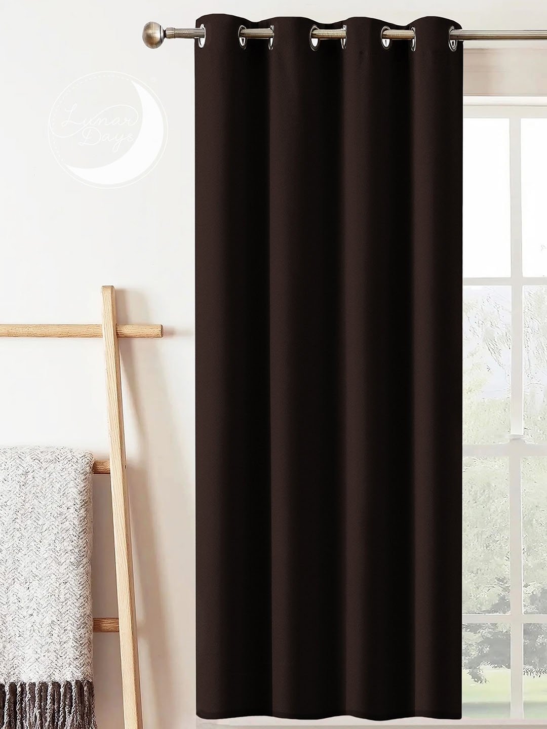 

Lunar Days Brown Black Out Window Curtain