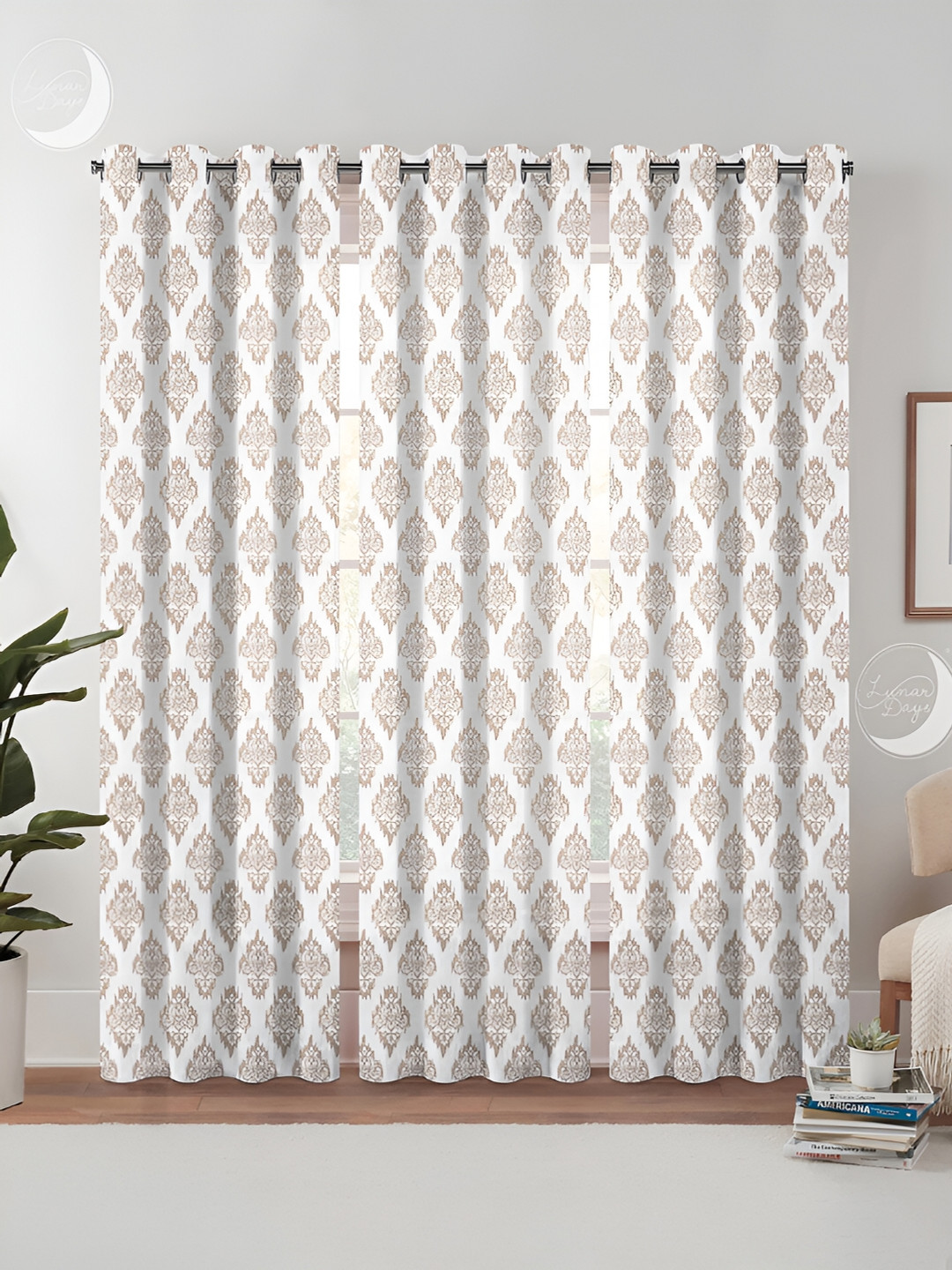 

Lunar Days Beige & White 3 Pieces Ethnic Motifs Room Darkening Door Curtain