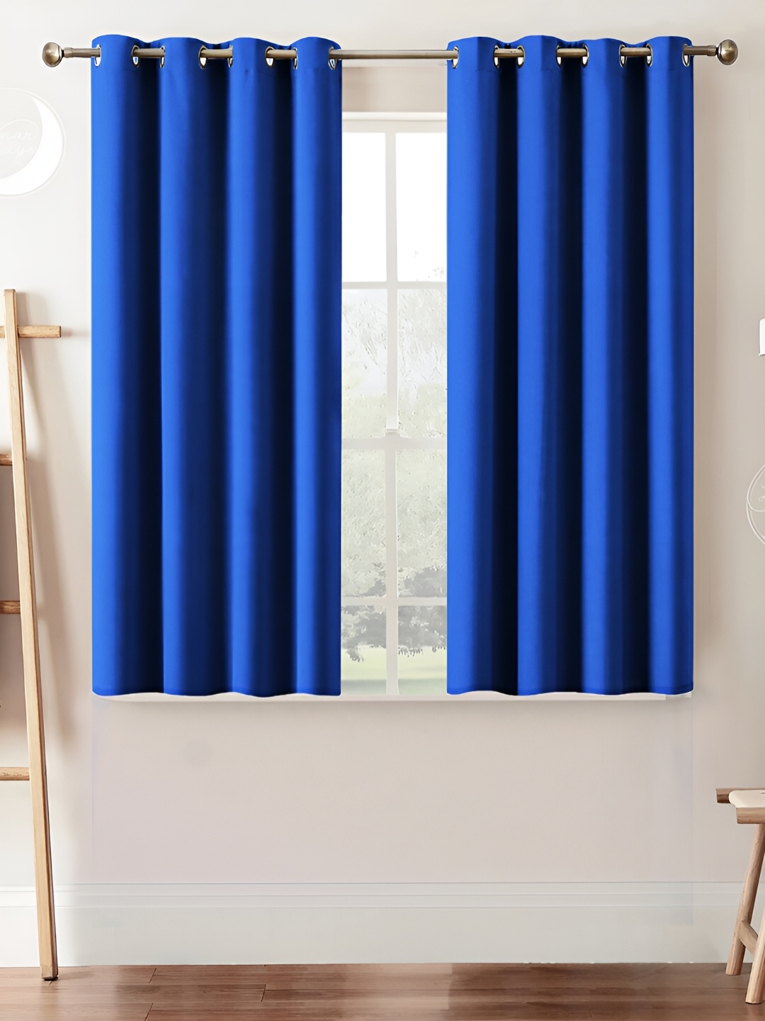 

Lunar Days Blue 2 Pieces Black Out Window Curtain Set