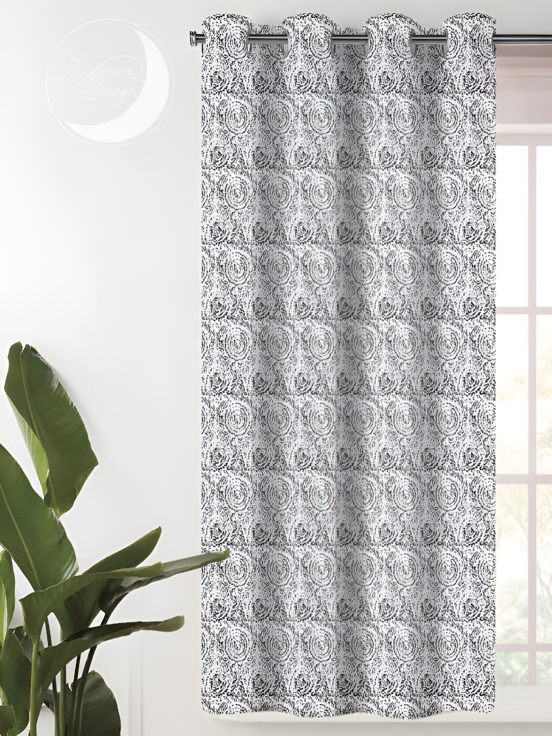 

Lunar Days Black & White Room Darkening Door Curtain