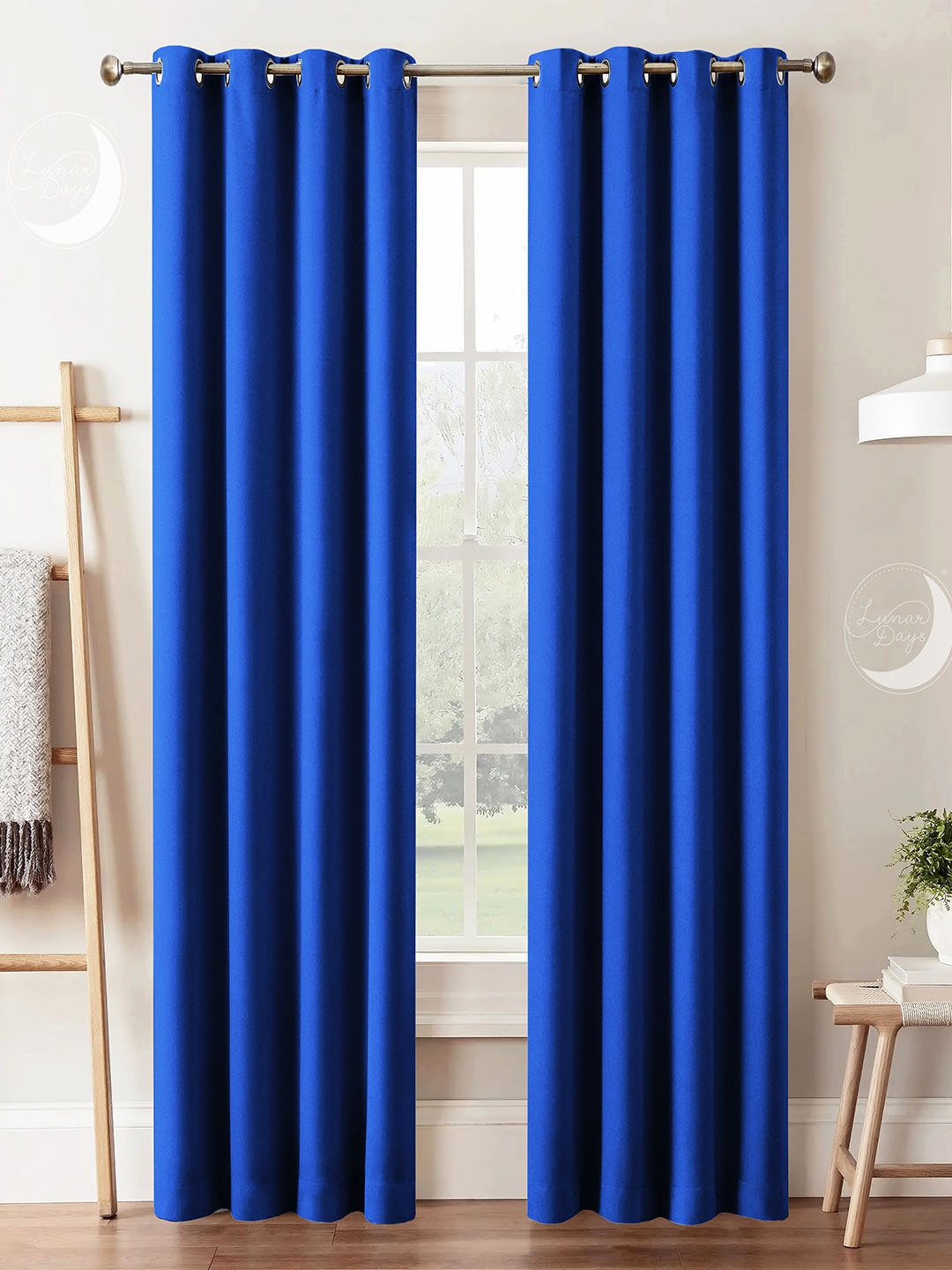 

Lunar Days Blue 2 Pieces Black Out Window Curtains
