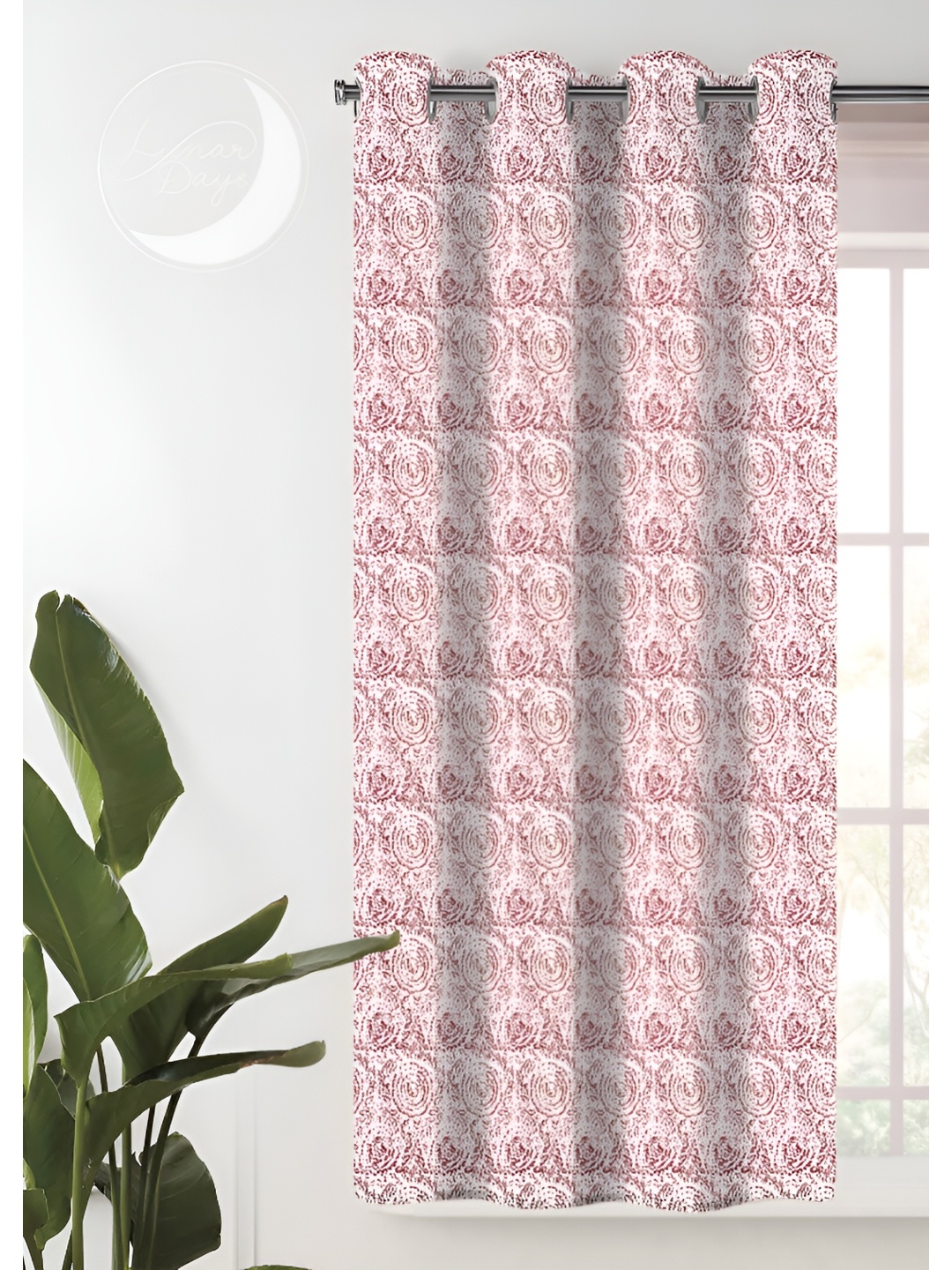 

Lunar Days Red & White Abstract Cotton Room Darkening Long Door Curtain