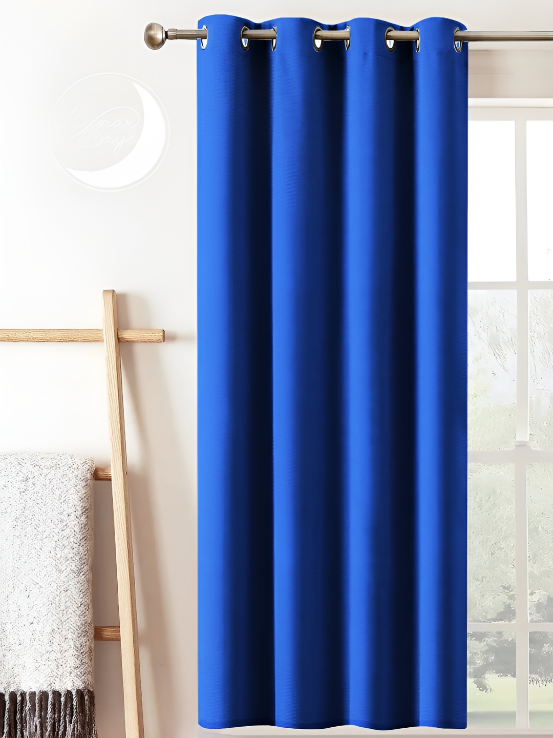 

Lunar Days Blue Solid Black Out Window Curtain