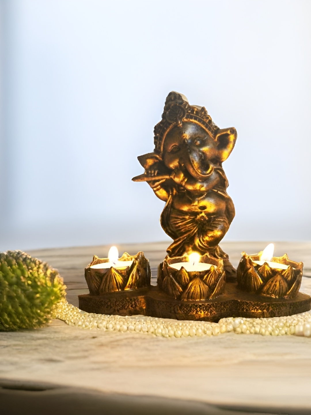 

BECKON VENTURE Gold Toned Polyresin Medium Religious Figurine Showpiece