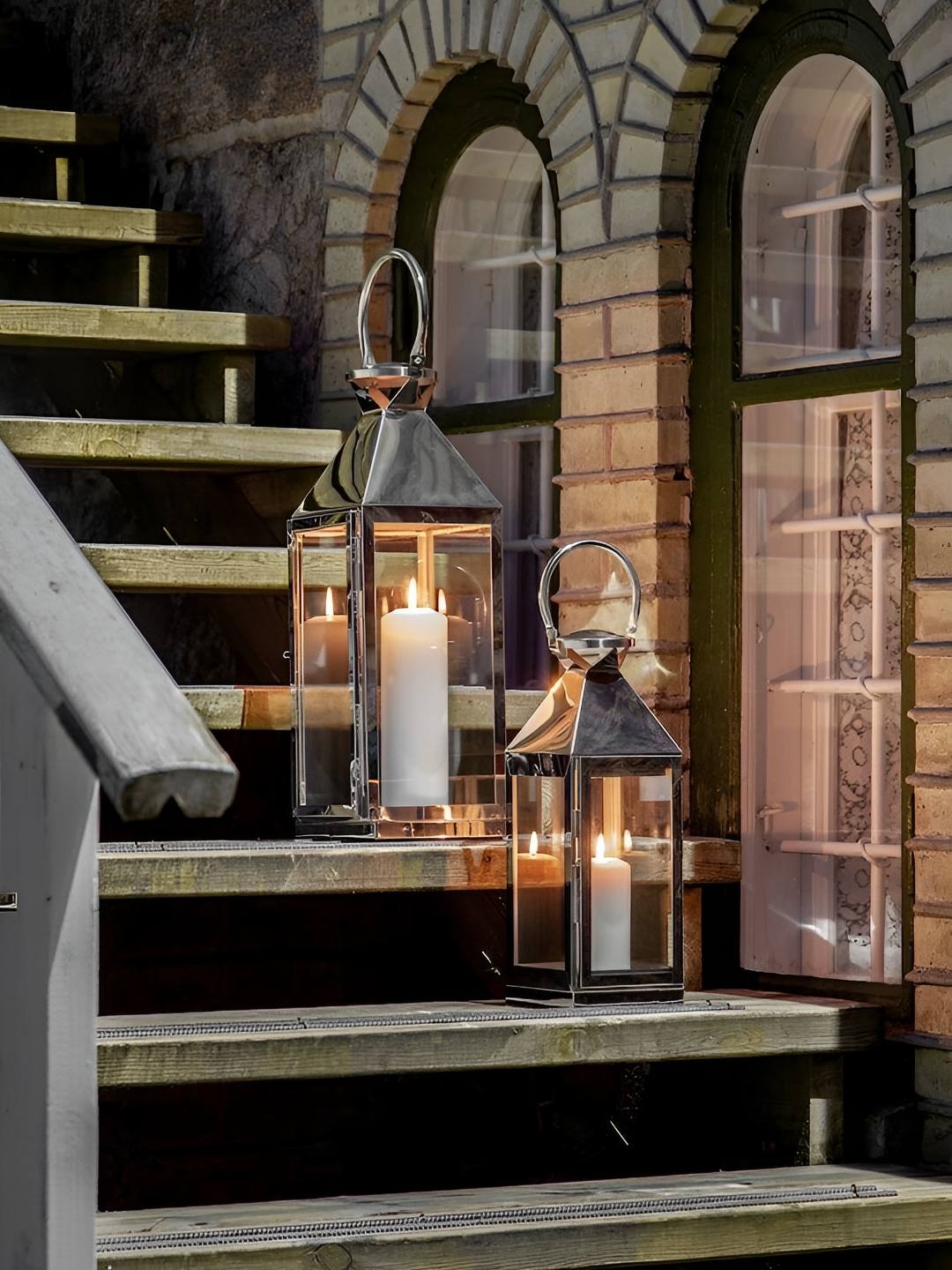 

OPAXA LIVING 2-Pcs Stainless Steel Candle Holder, Silver