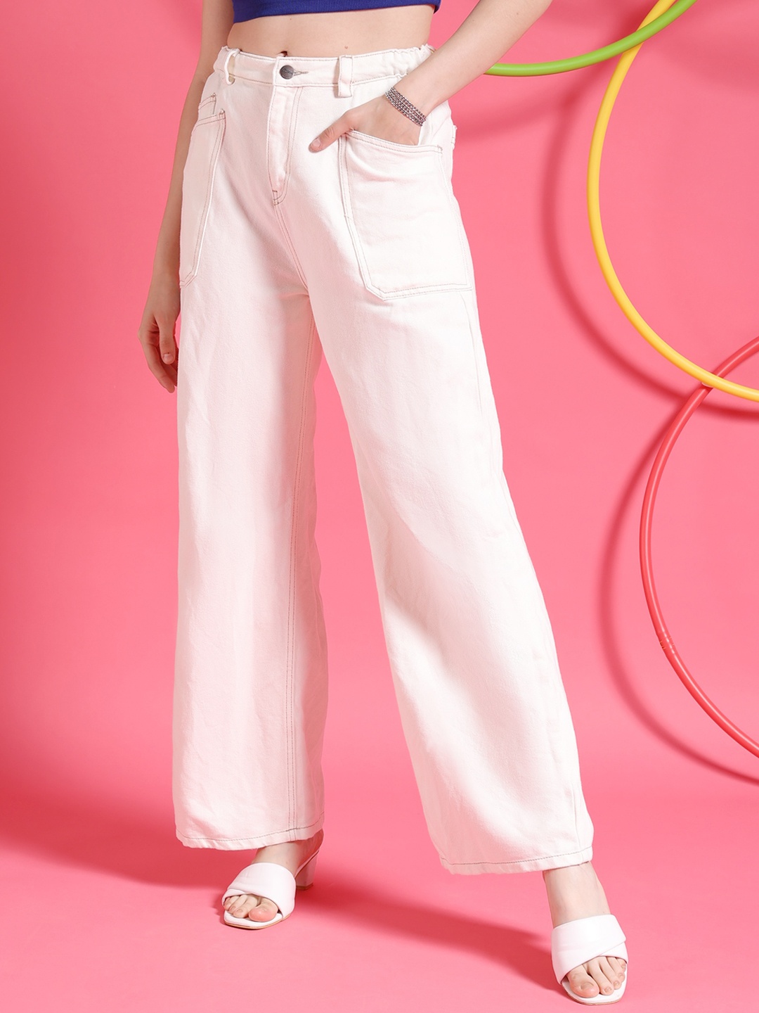 

Freehand by The Indian Garage Co Women White Mid-Rise Clean Look Relaxed Fit Jeans