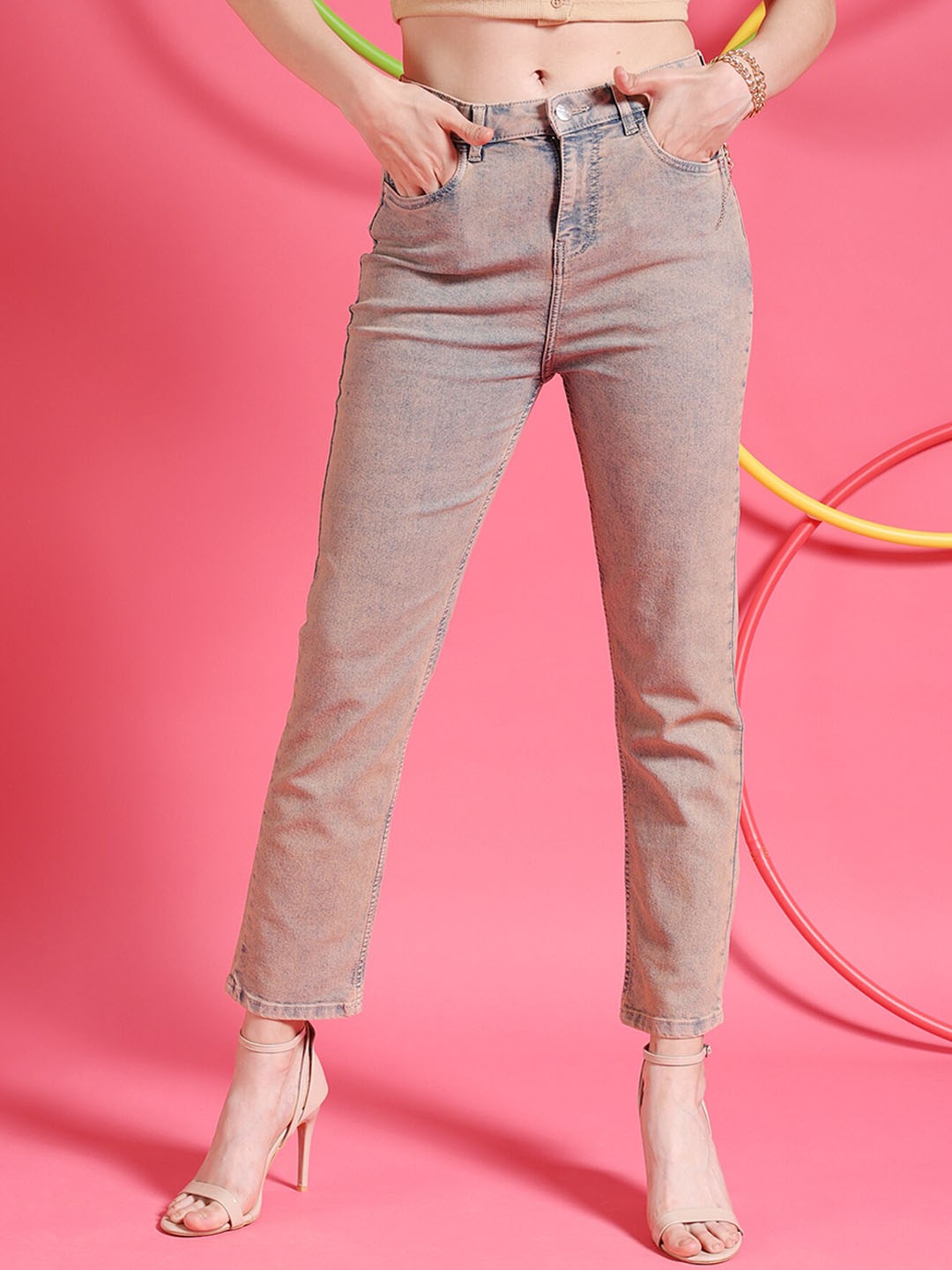 

Freehand by The Indian Garage Co Women Blue Straight Fit Mid-Rise Stretchable Jeans
