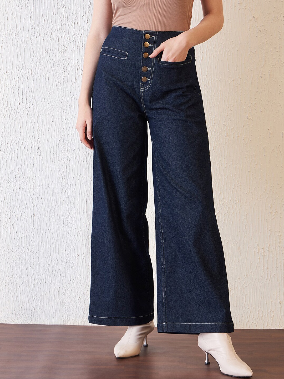 

Antheaa Women Blue Comfort Relaxed Fit High-Rise Clean Look Stretchable Jeans