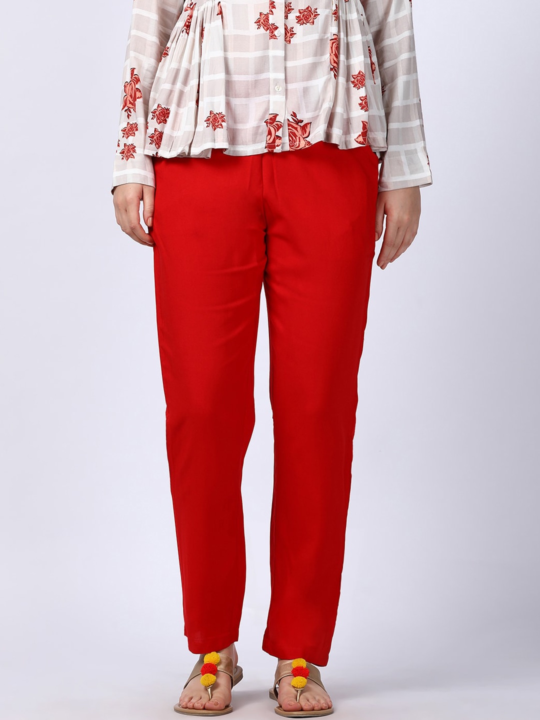

GOLDSTROMS Women Slim Fit Trousers, Red