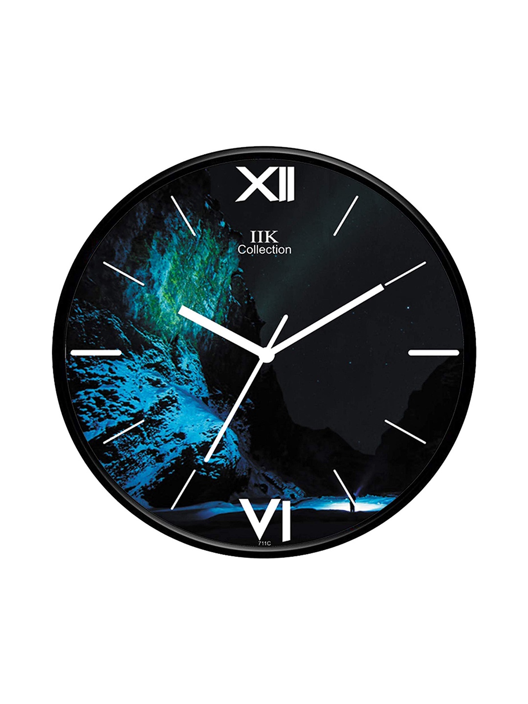 

IIK COLLECTION Black & Blue Printed Round Contemporary Wall Clock