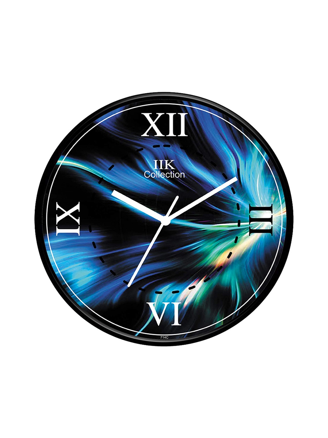 

IIK COLLECTION Black & Blue Printed Round Contemporary Wall Clock