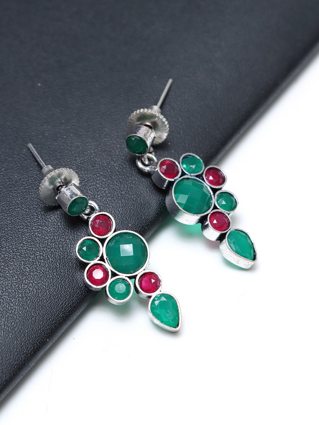 

Ozanoo Silver Plated Zircon Stone Studded Drop Earrings