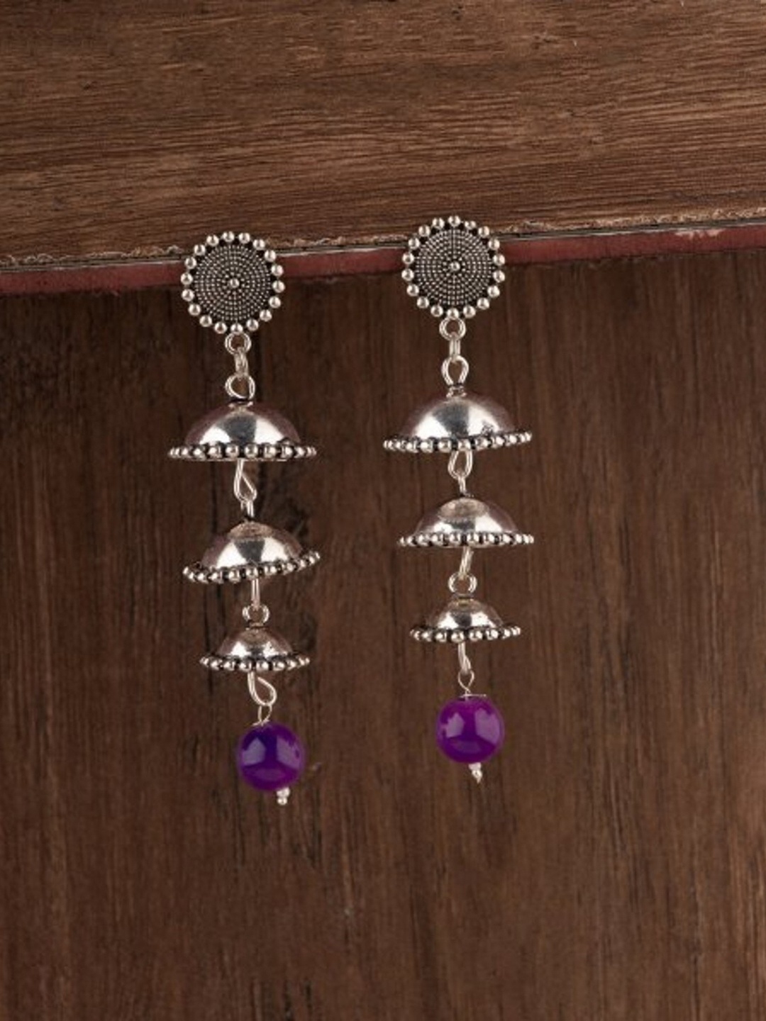 

Ozanoo Silver Plated Jumkas, Purple
