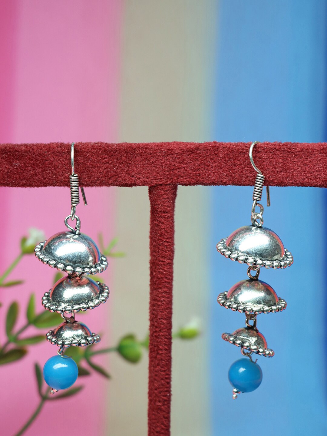 

Ozanoo Silver Plated Triple Layer Jhumkas