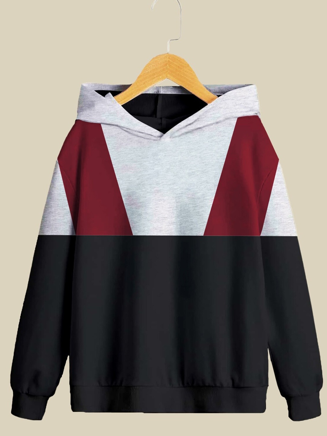

BAESD Boys Dagcros Colourblocked Hooded Pullover Cotton Sweatshirt, Black