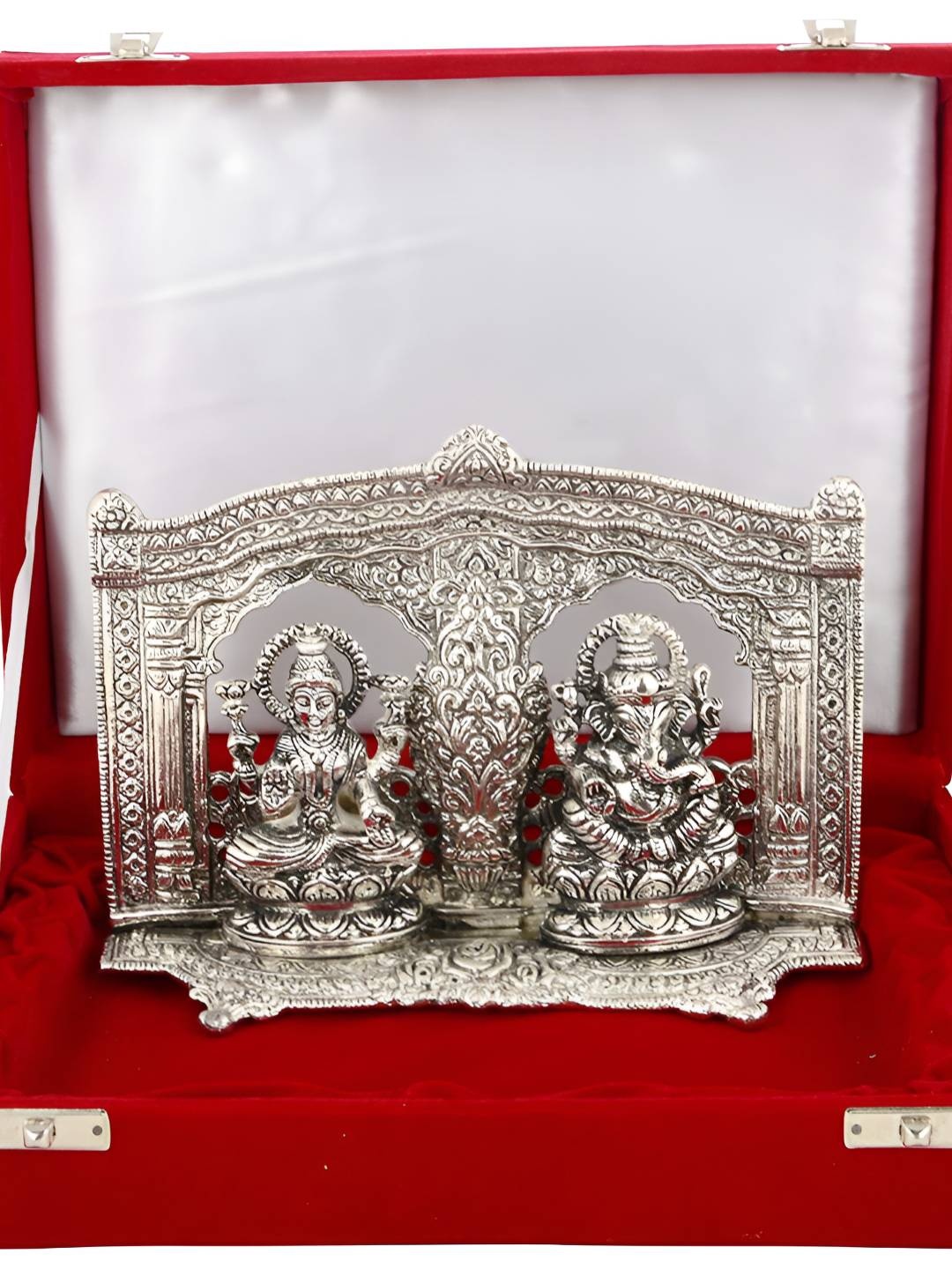 

INTERNATIONAL GIFT Silver Laxmi Ganesh Idol With Beautiful Gift Box